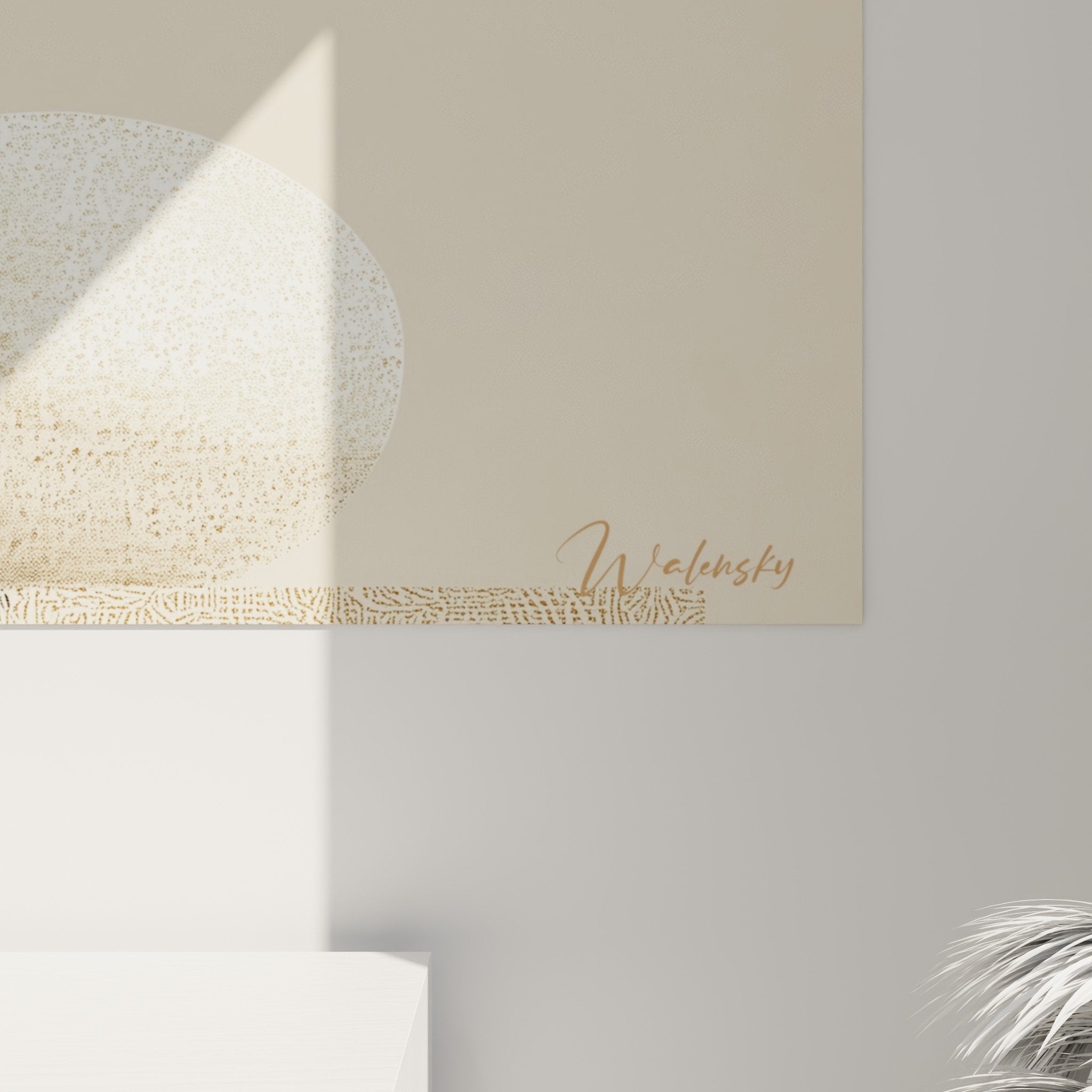 Overall view balanced pebbles zen canvas wall art earthy tones beige brown meditation