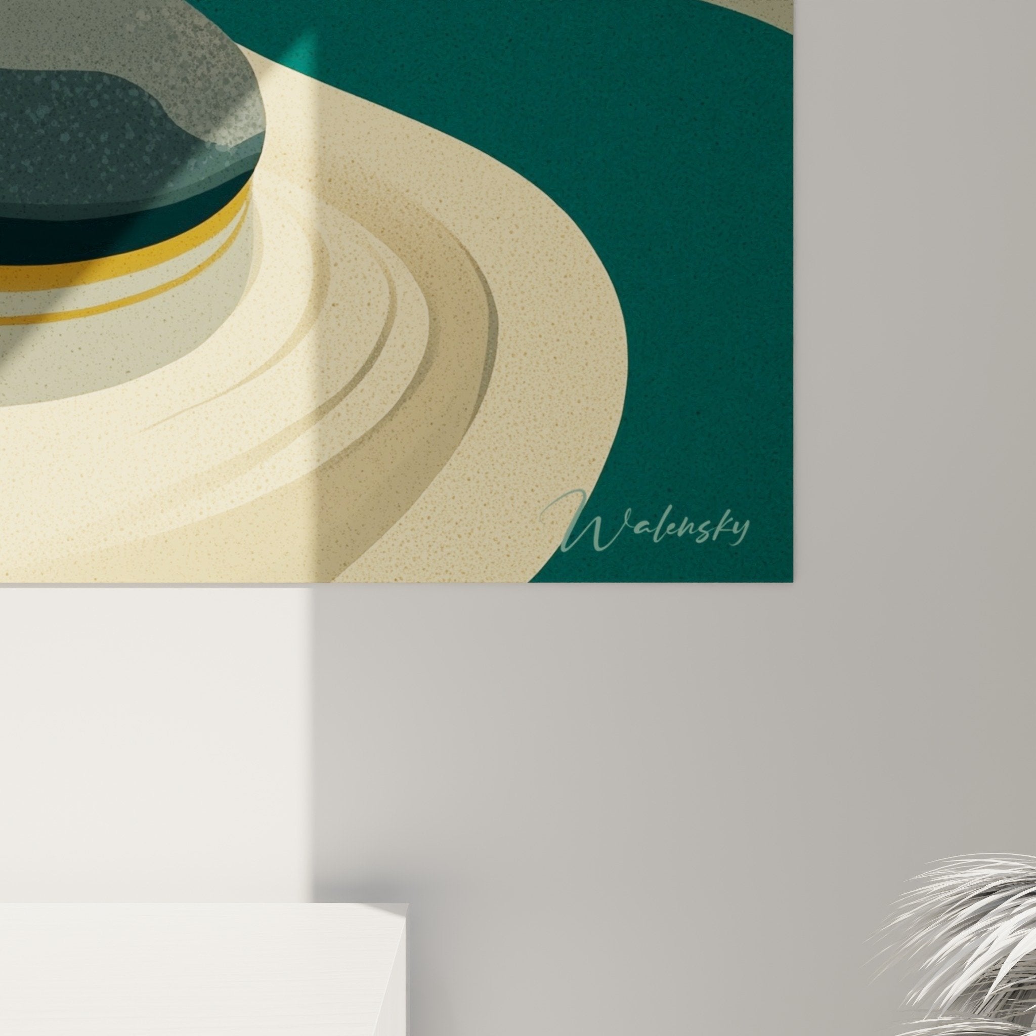 Overview wall art pebbles zen shore colorful modern interior decoration harmonious contemporary living room