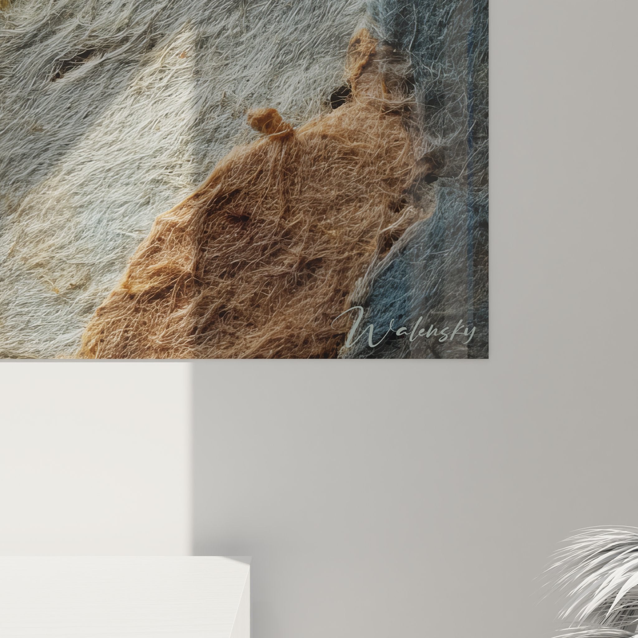 Vue ensemble tableau géologique mural, art collage strates naturelles décoration intérieure moderne