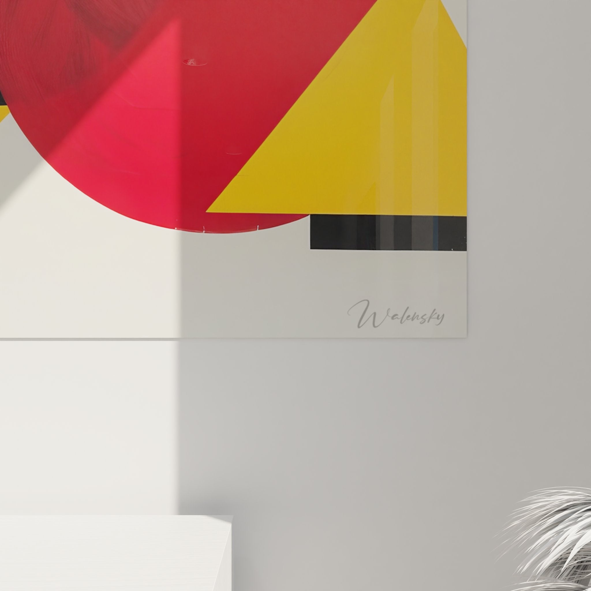 Vue ensemble tableau géométrique abstrait coloré - art mural moderne décoration intérieure