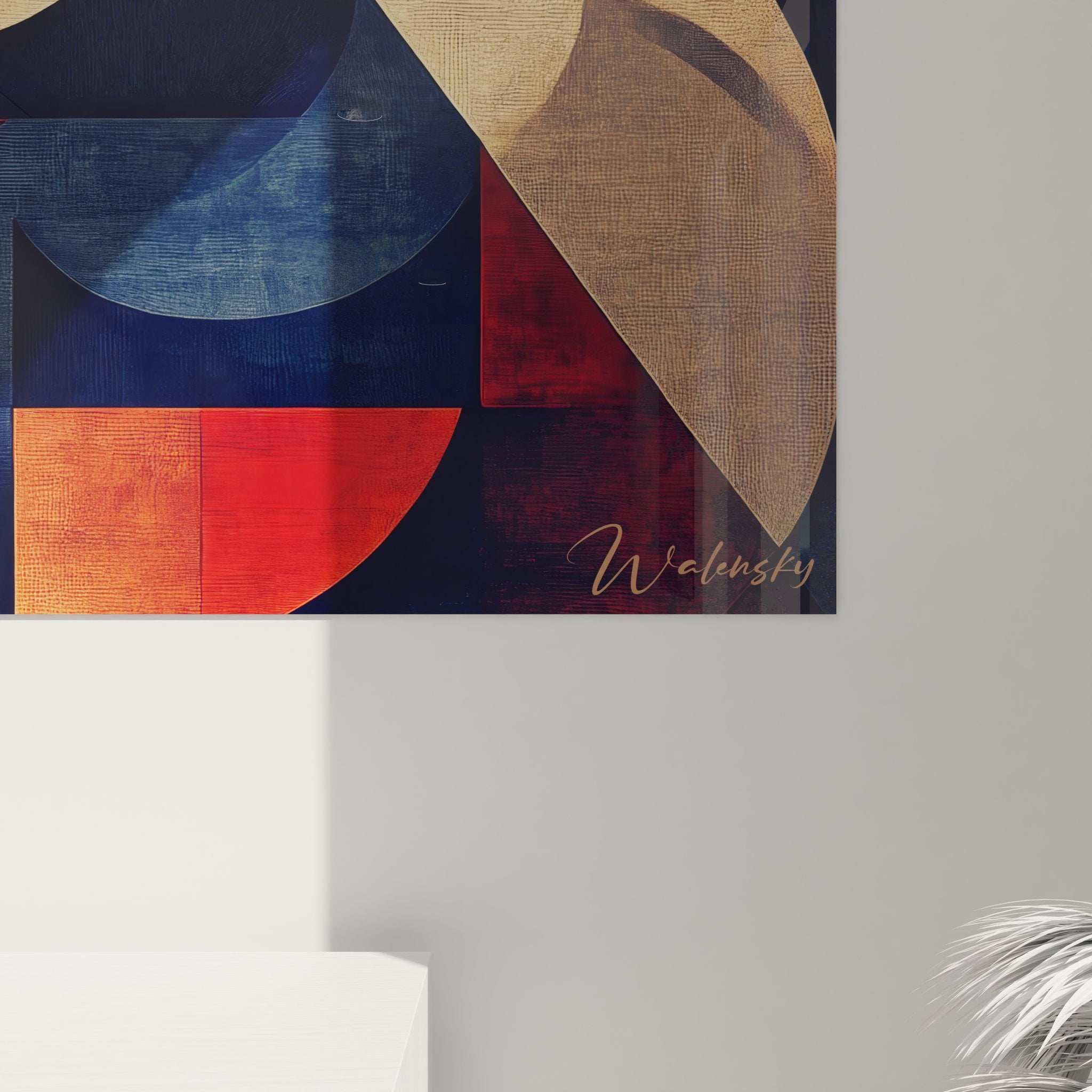 Vue ensemble tableau géométrique abstrait formes circulaires art mural décoratif moderne