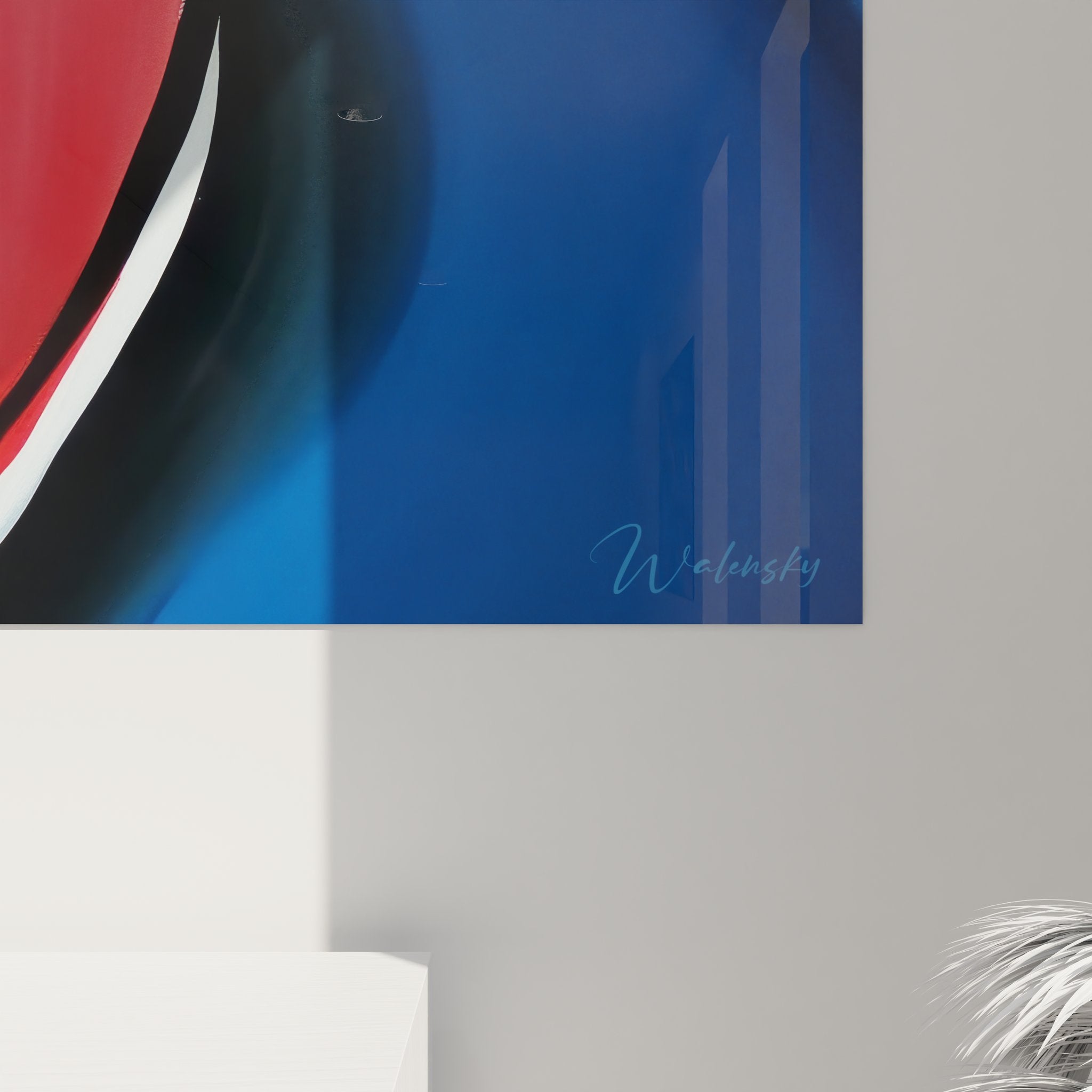 Vue d'ensemble du tableau abstrait géométrique coloré avec ses formes dynamiques et palette primaire