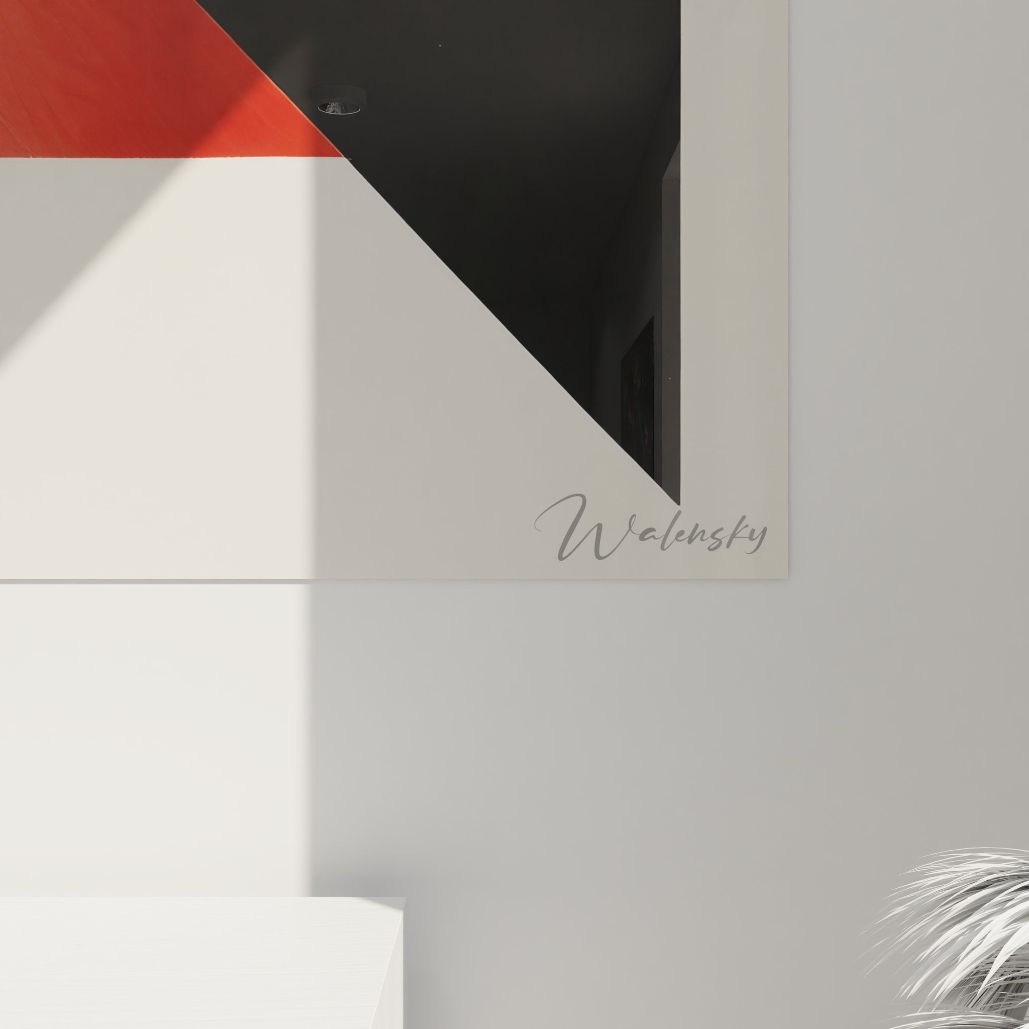 Vue ensemble tableau géométrique abstrait moderne décoration murale design contemporain