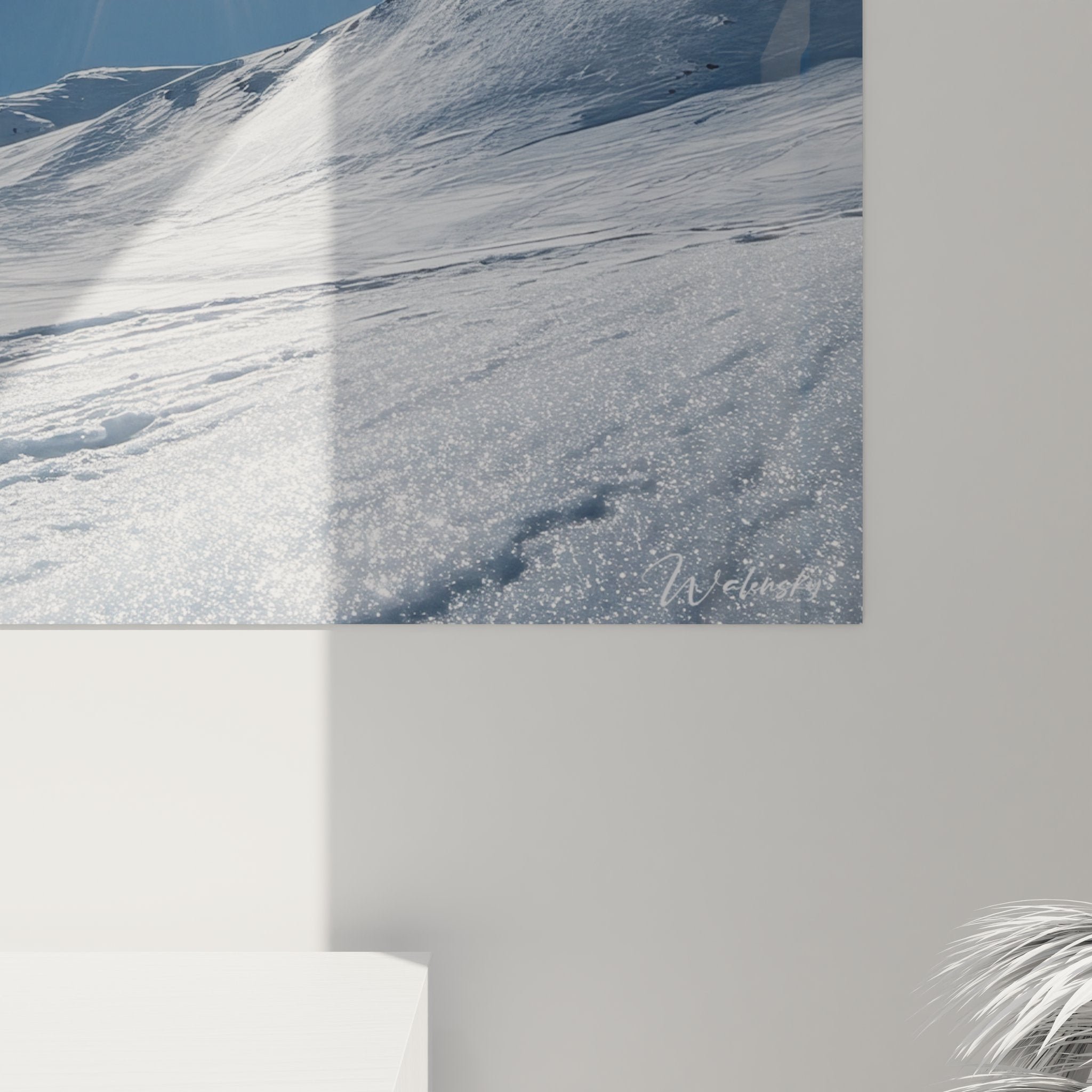 Vue ensemble tableau mural hiver soleil éclatant paysage arctique montagne enneigée décoration salon