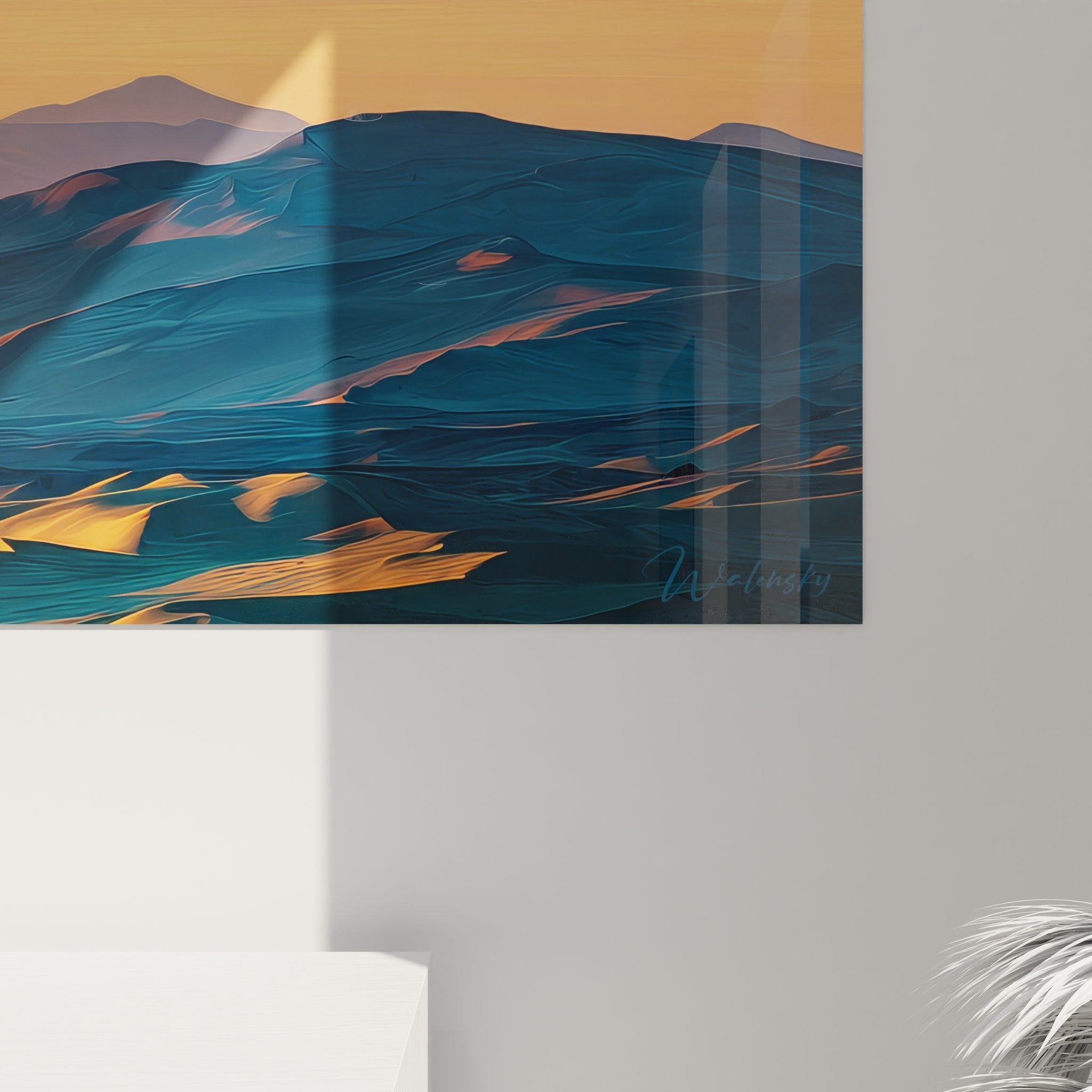 Vue ensemble tableau horizontal désert montagne salon décoration murale moderne