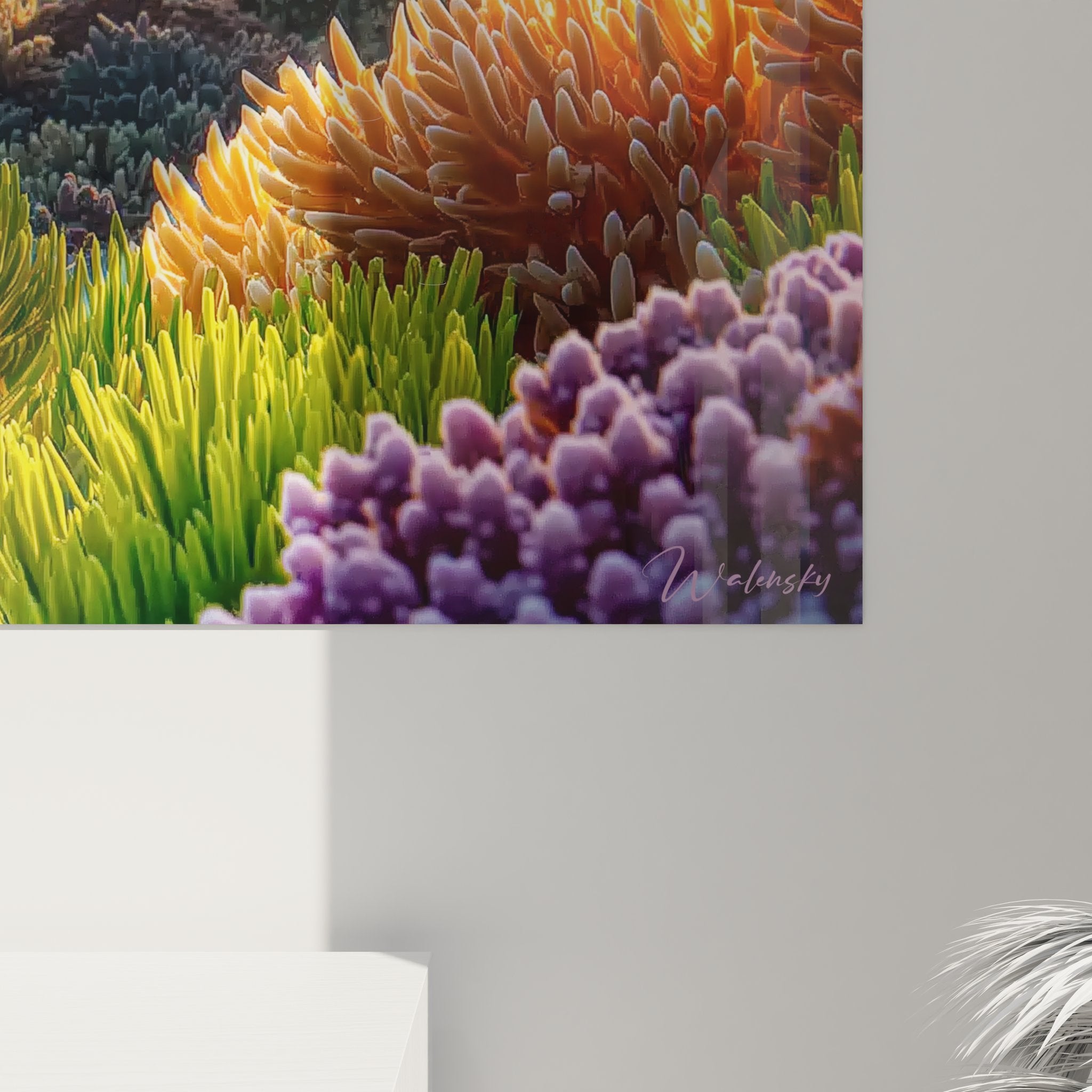 Vue ensemble tableau panoramique jardin corallien sous-marin couleurs vives