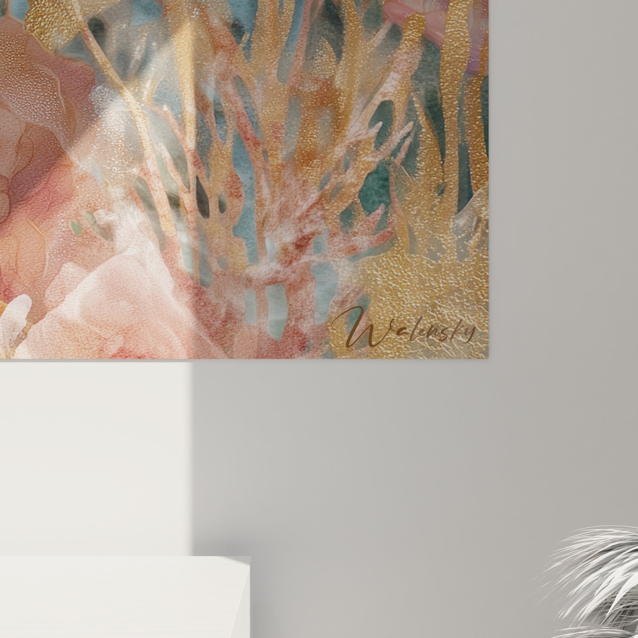 Vue ensemble tableau mural jardin sous-marin fleurs corail décoration fonds marins