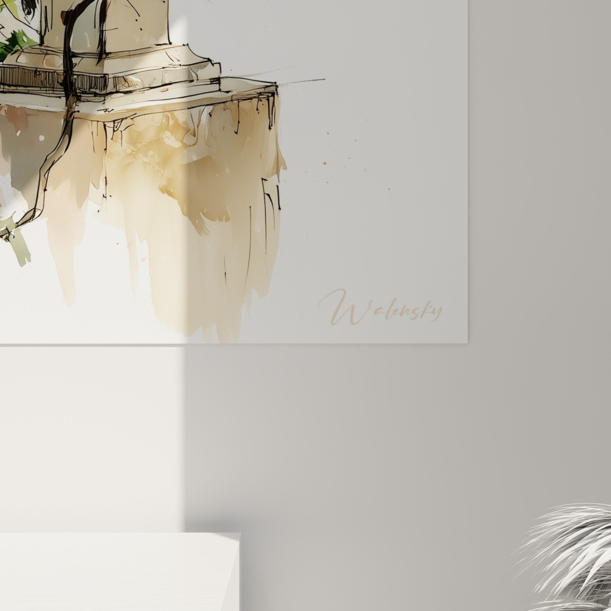 Japanese lantern zen style painting with lush vegetation oriental wall art golden decoration