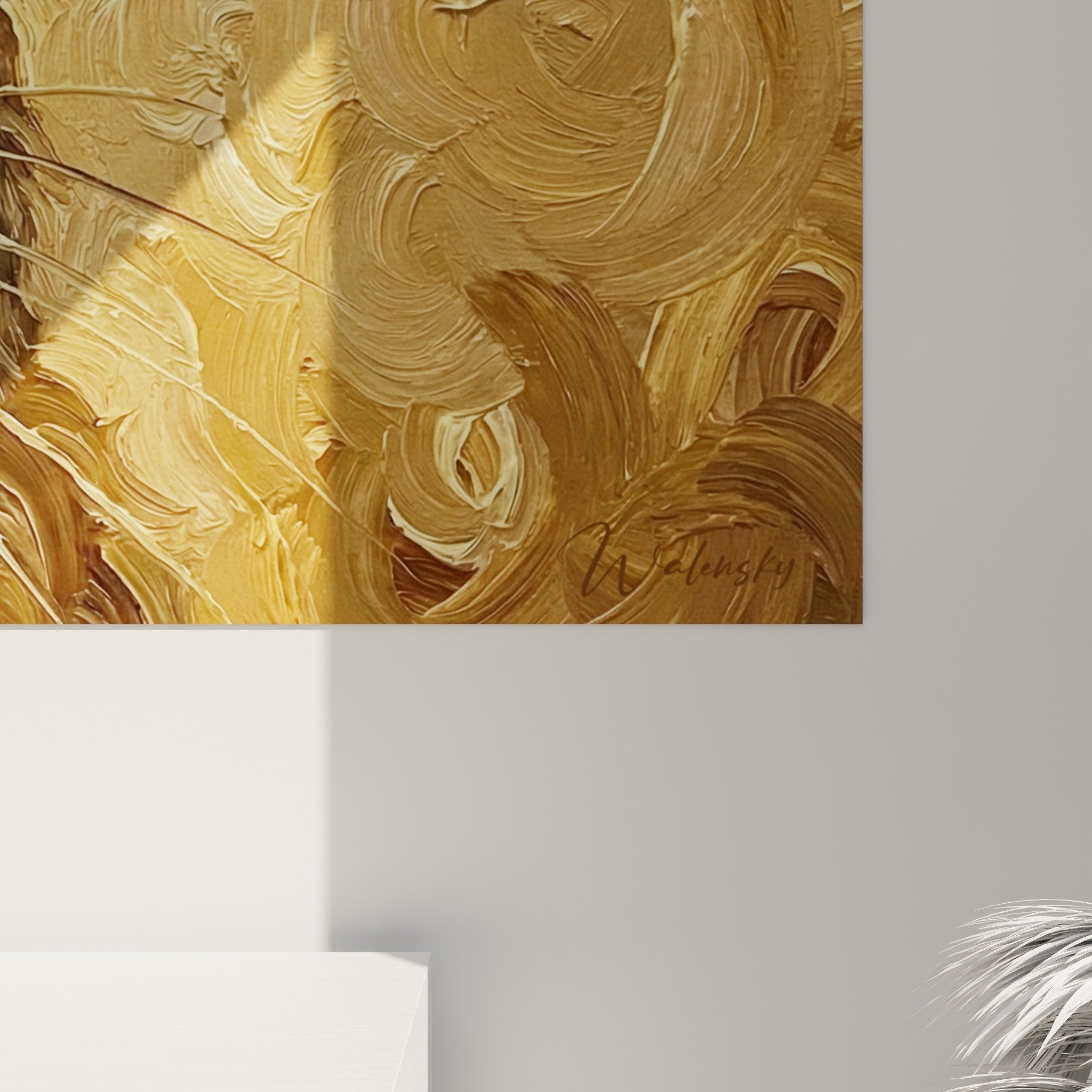 Übersichtsansicht Kaninchengemälde in Goldtönen Inneneinrichtung klassischer Stil Wandkunst Tiermotiv