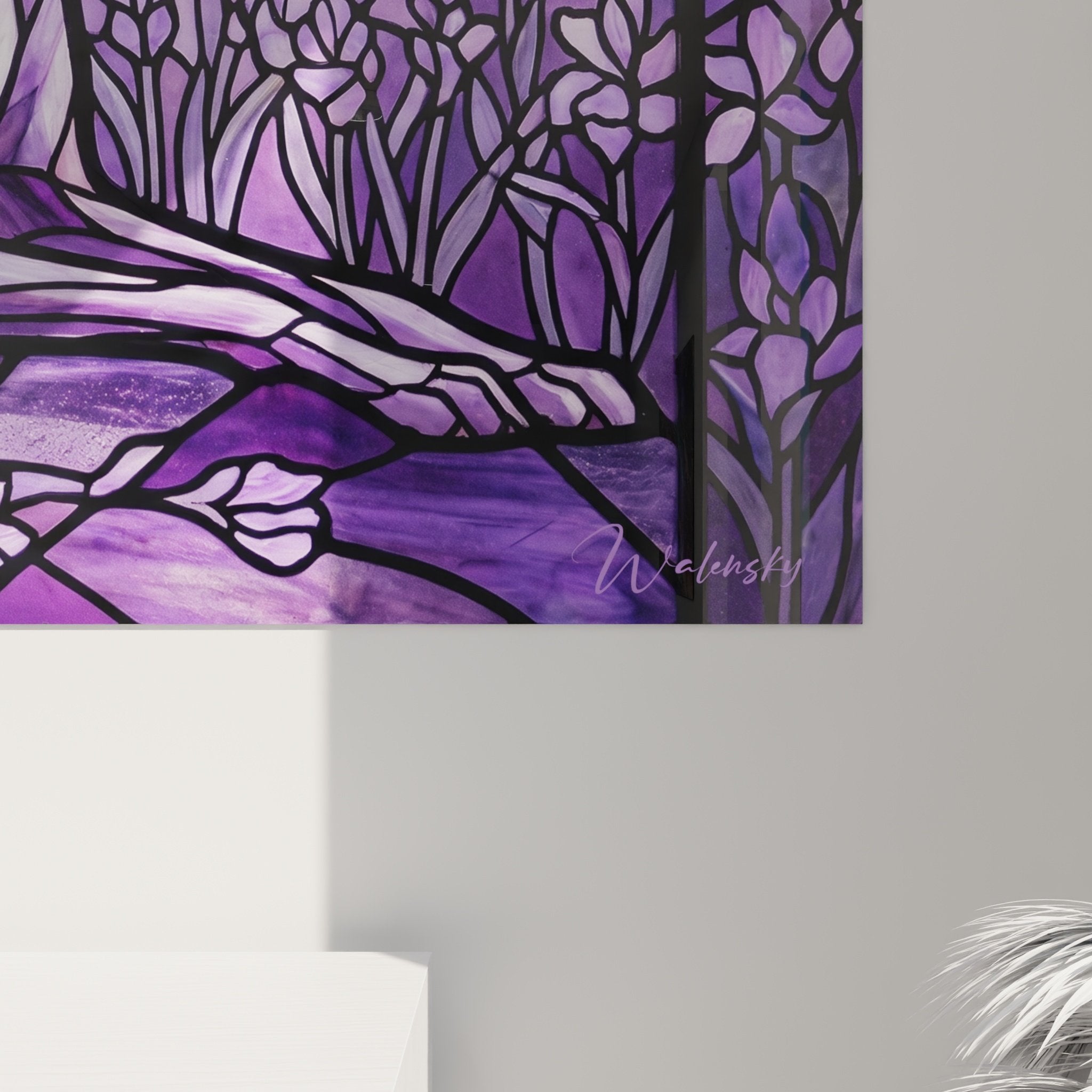 Vue ensemble tableau lévrier greyhound violet déco murale style artistique