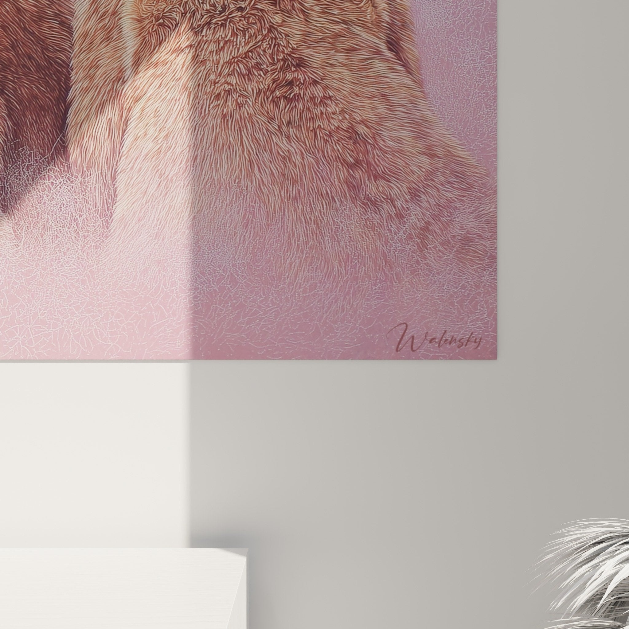 Vue ensemble tableau lions rose salon déco murale art animalier moderne élégant