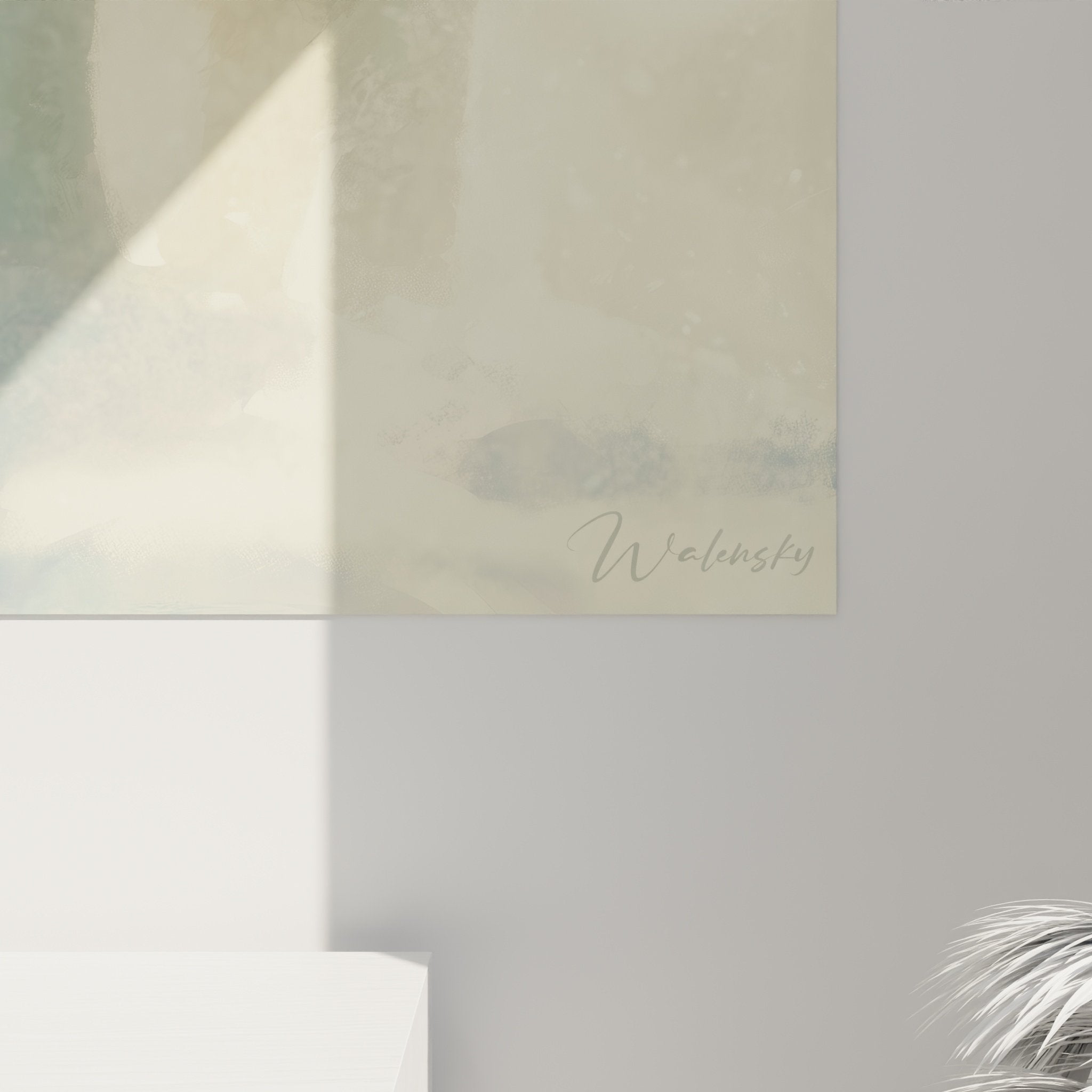 Vue d'ensemble tableau Malamute Alaska tempête hivernale dans salon contemporain épuré