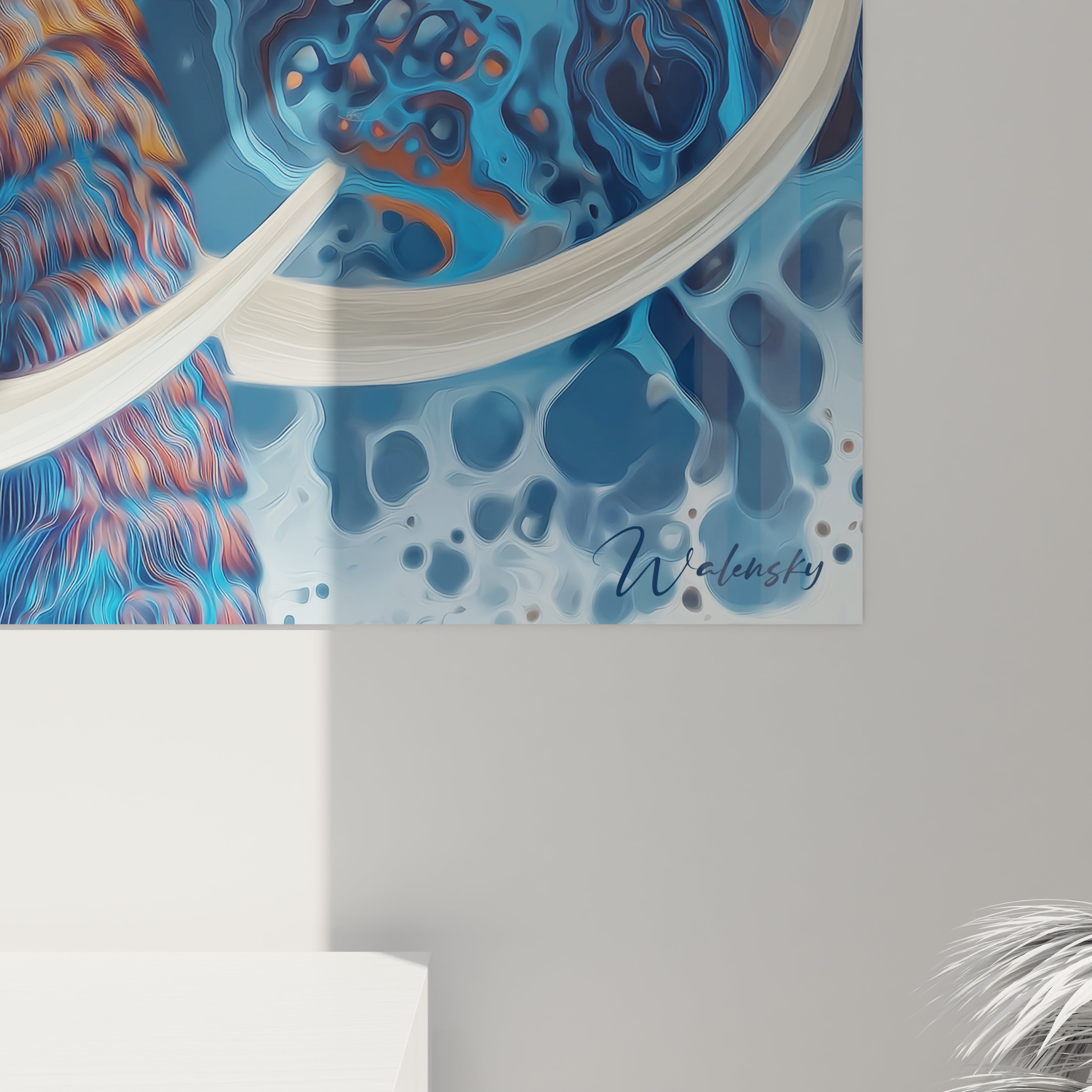 Vue ensemble tableau décoratif mammouth laineux psychédélique art mural contemporain