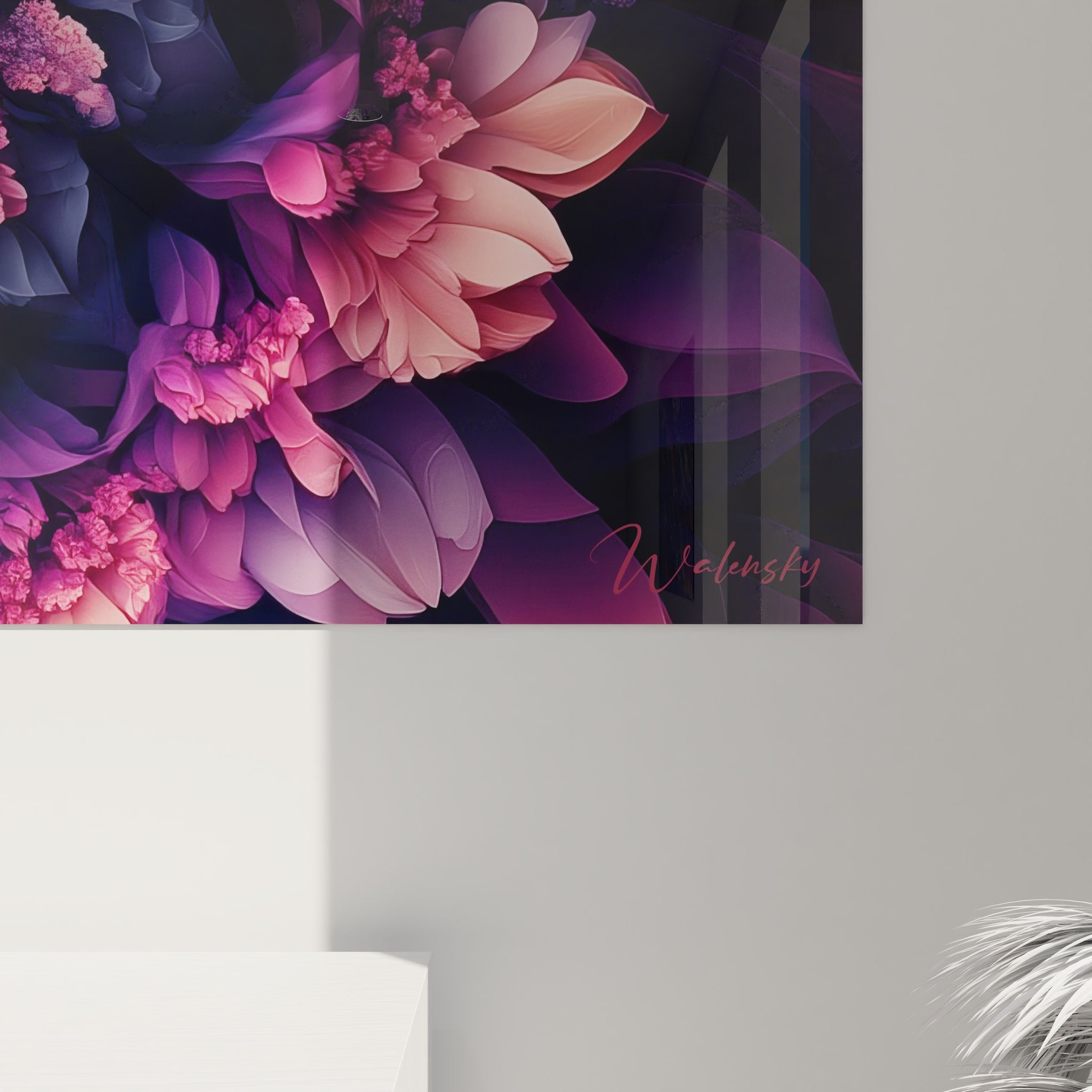 Vue ensemble tableau mandala floral fractal art mural décoratif moderne