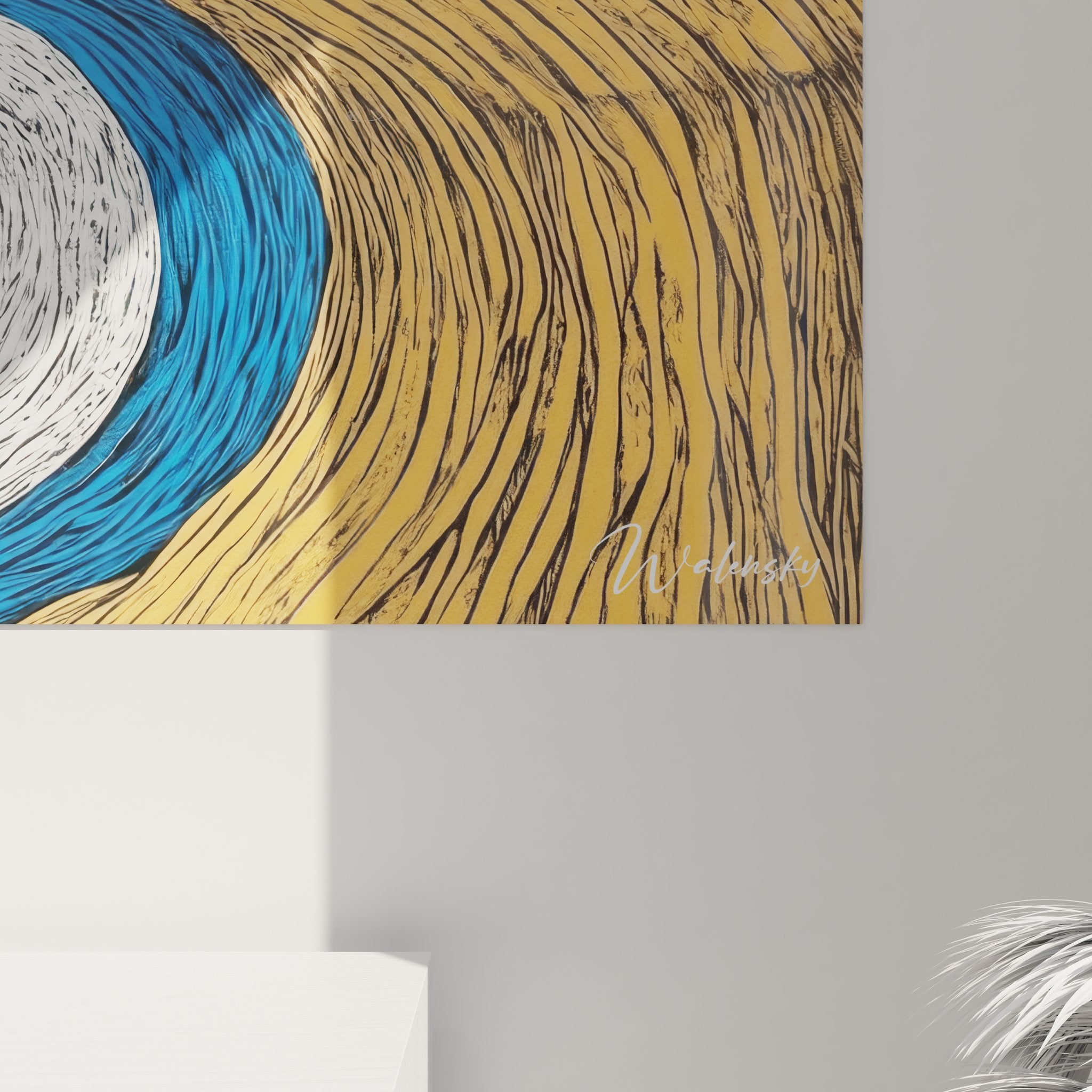 Vue ensemble tableau paysage marin tourbillonnant art océanique contemporain