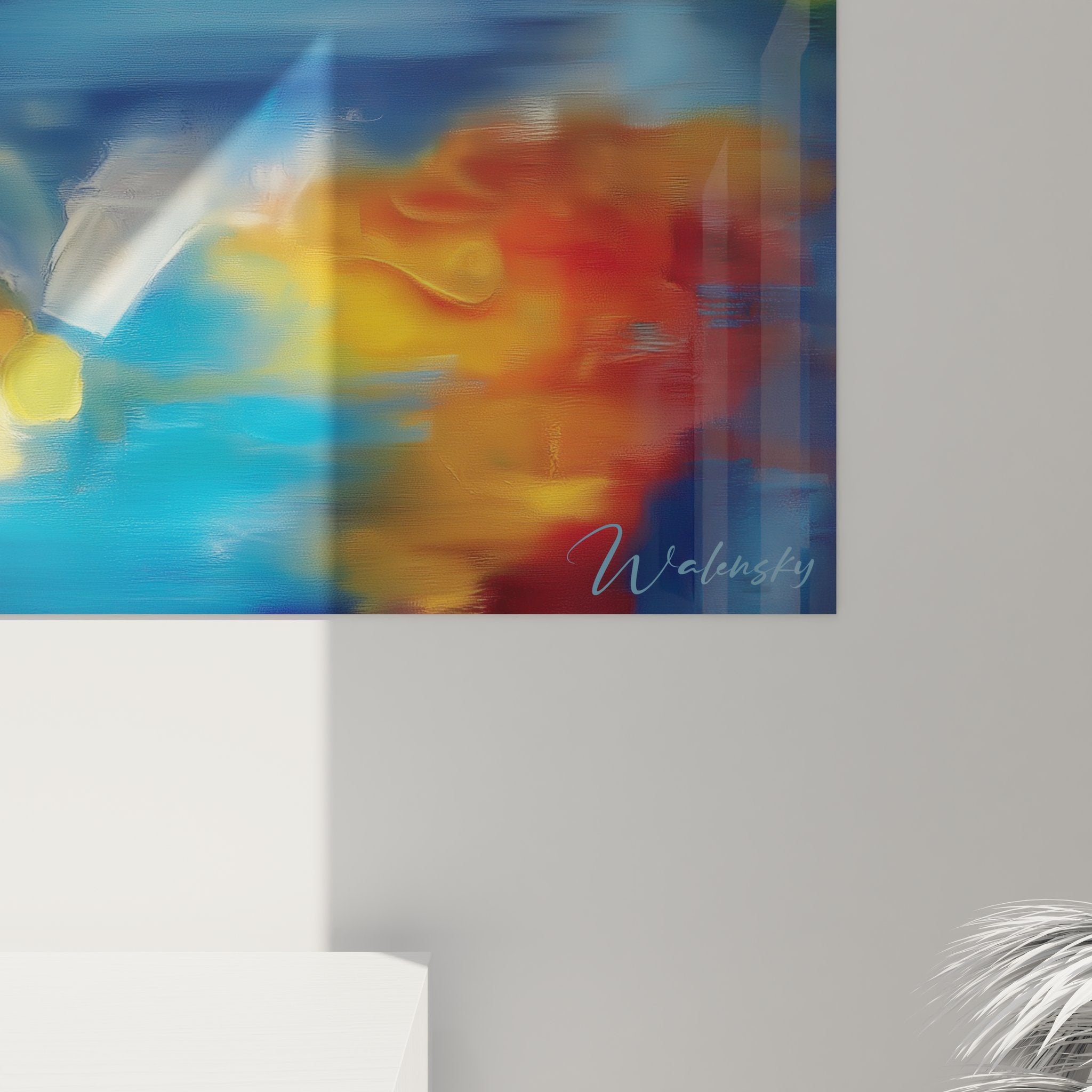 Vue ensemble tableau décoratif montagne, paysage alpin artistique contemporain