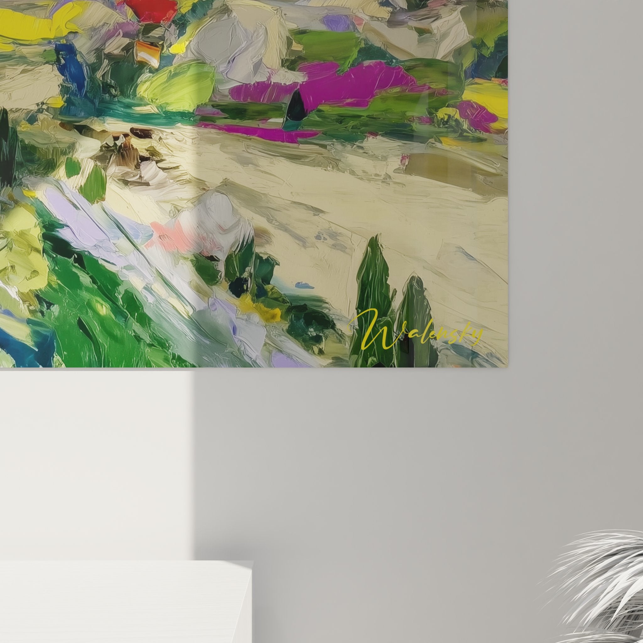 Vue ensemble tableau mural montgolfières paysage provençal décoration intérieur