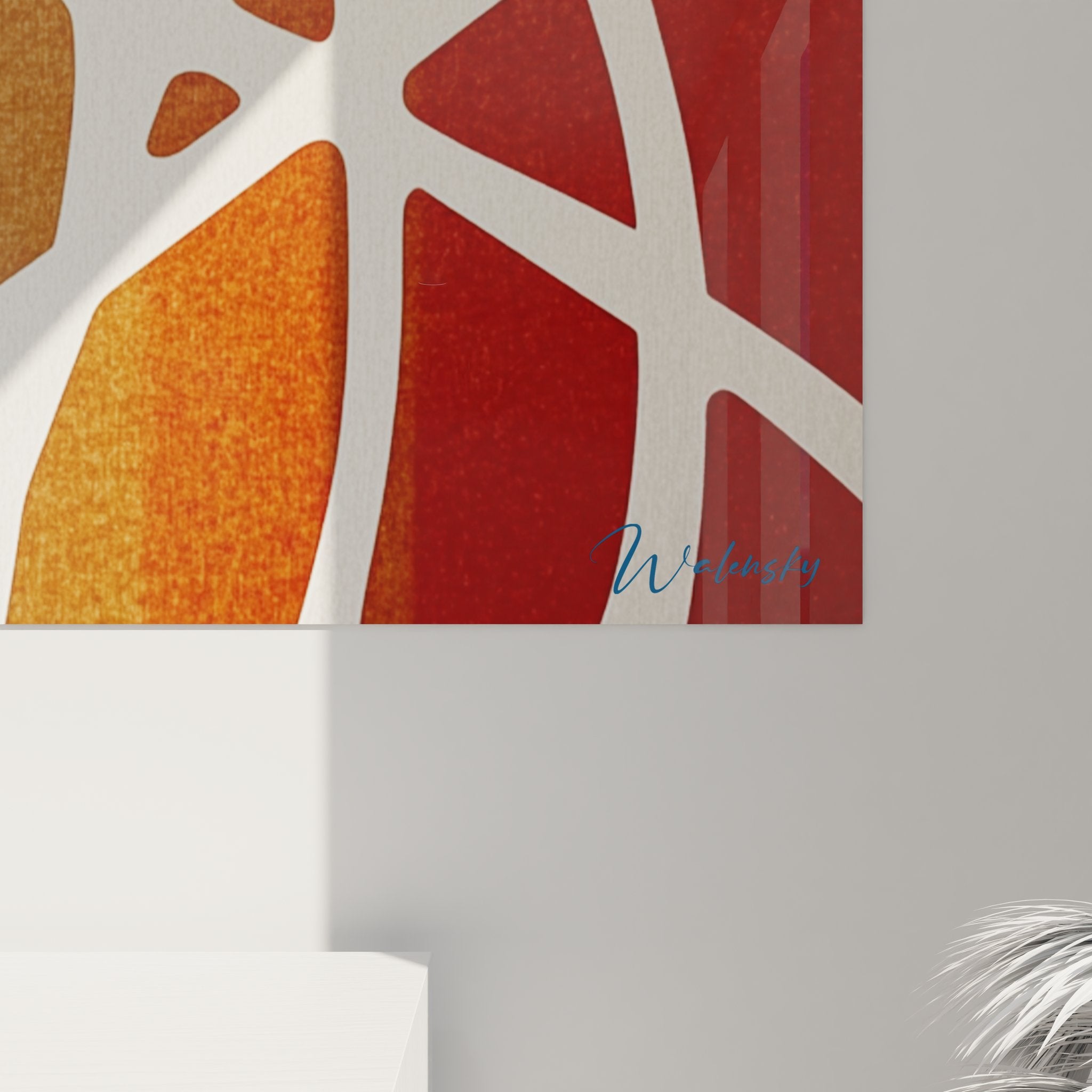 Gesamtansicht geometrisches Mosaik-Kunstwerk bunte zeitgenössische Wanddekoration