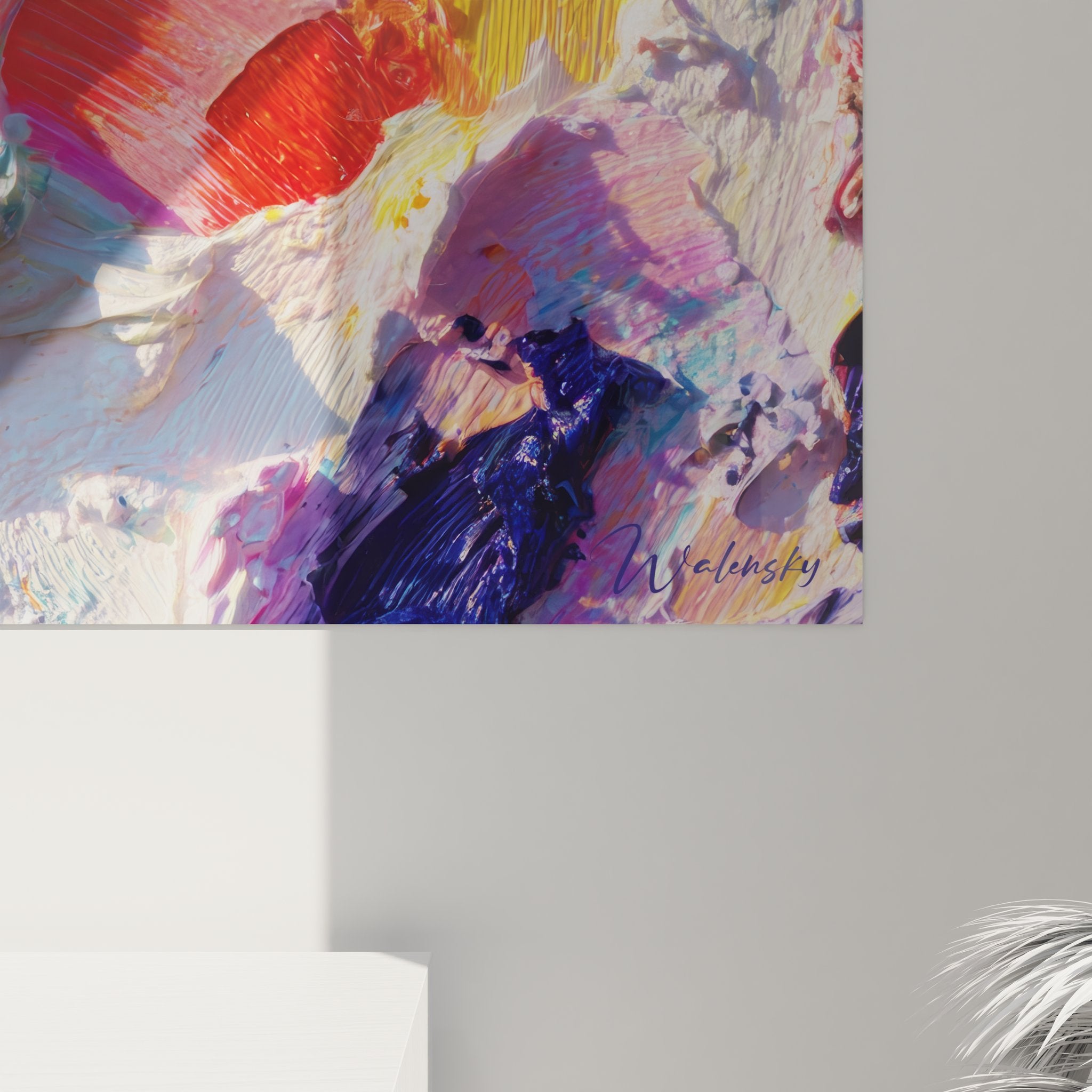 Vue ensemble tableau mural abstrait explosion couleurs pour décoration intérieure moderne