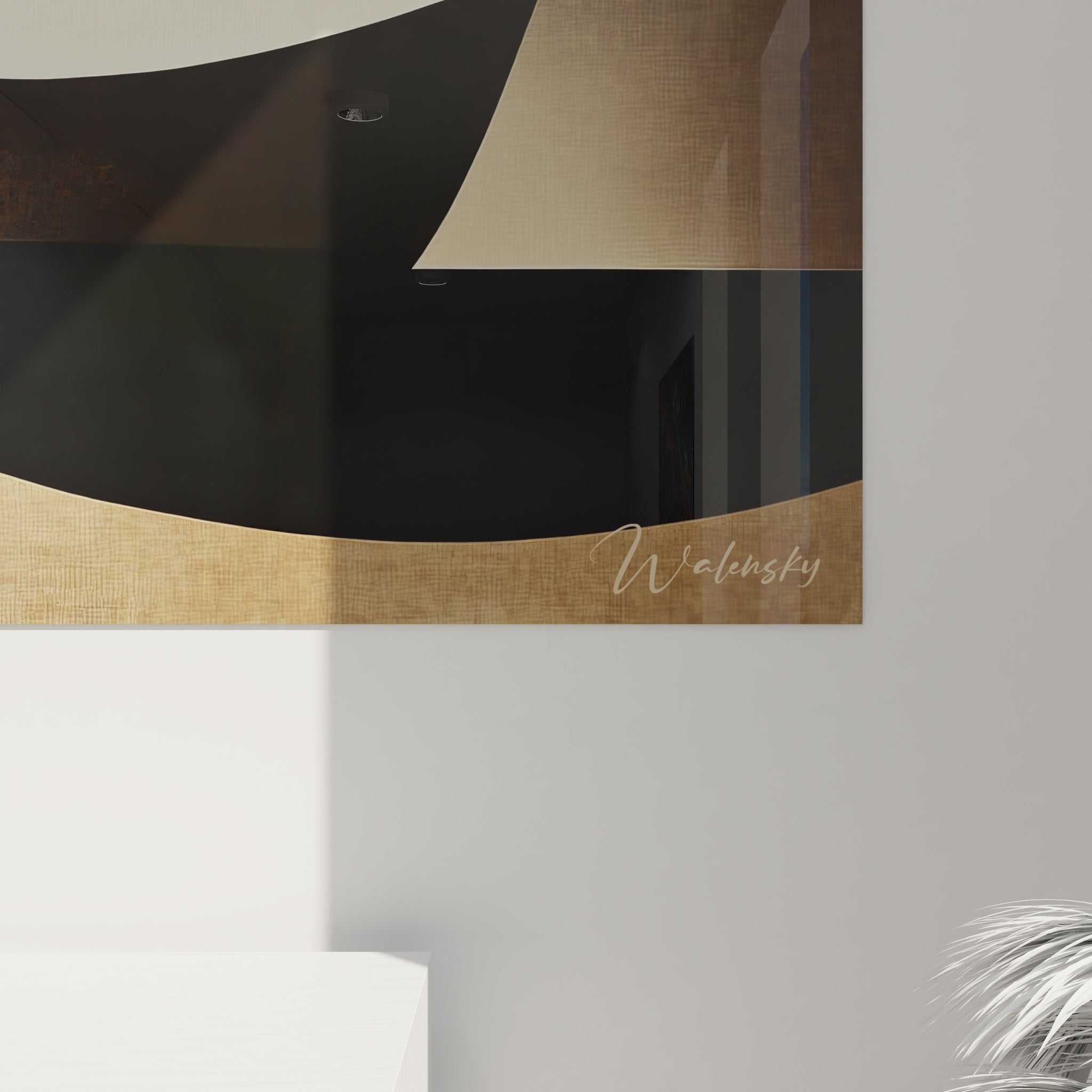 Vue ensemble tableau mural abstrait géométrique formes ondulées art contemporain