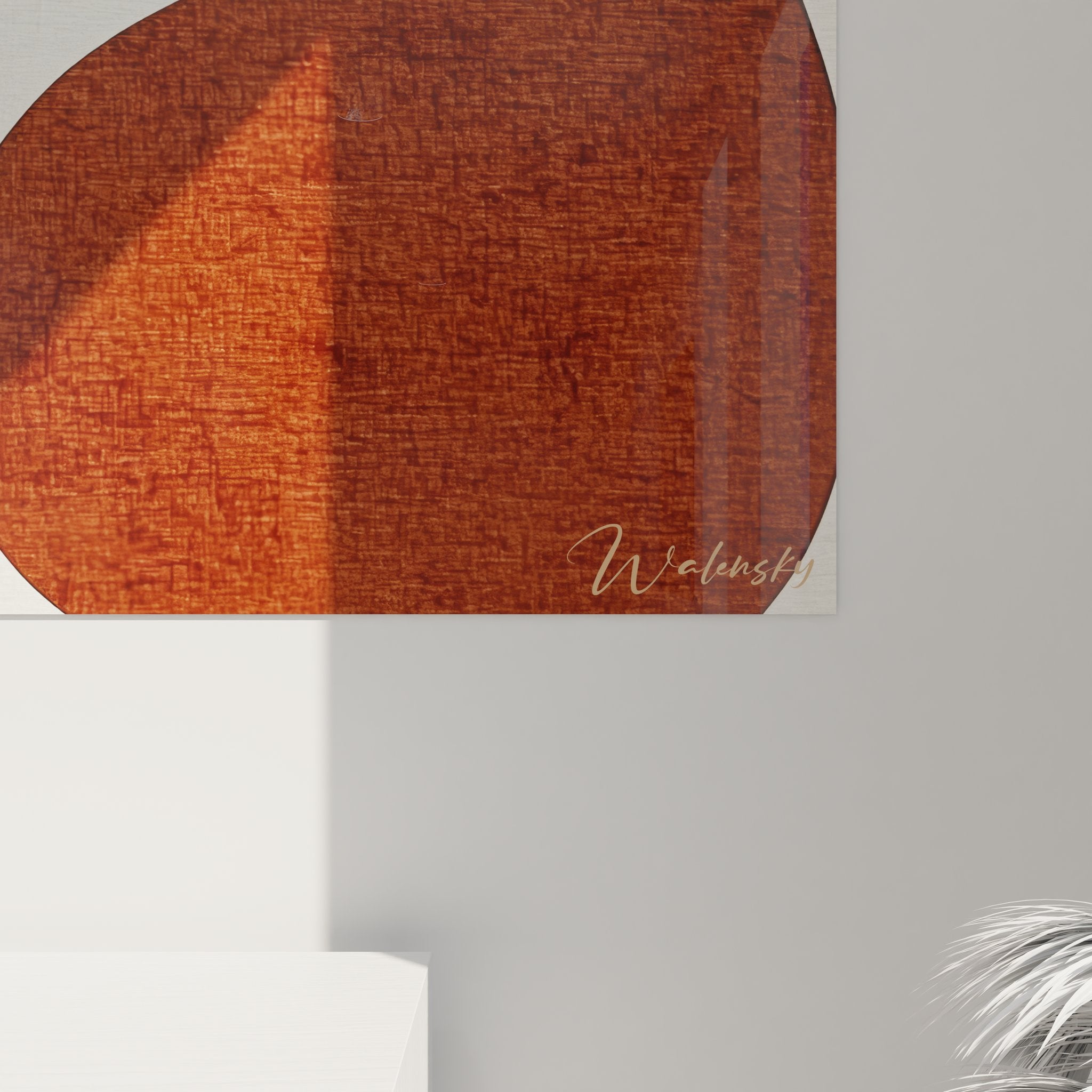 Vue ensemble tableau mural abstrait formes courbes organiques décoration intérieur moderne