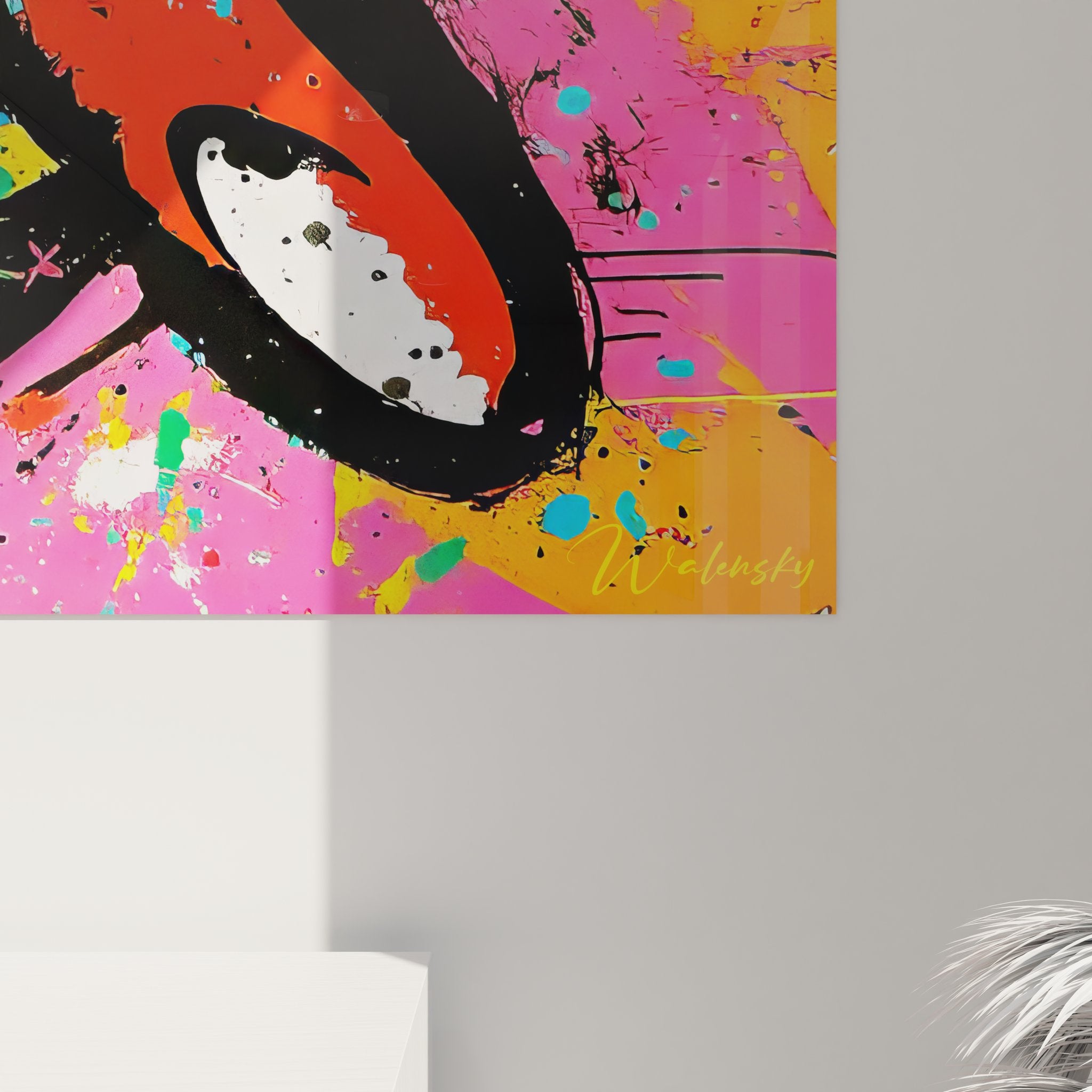 Vue ensemble tableau mural abstrait explosion couleurs décoration art contemporain