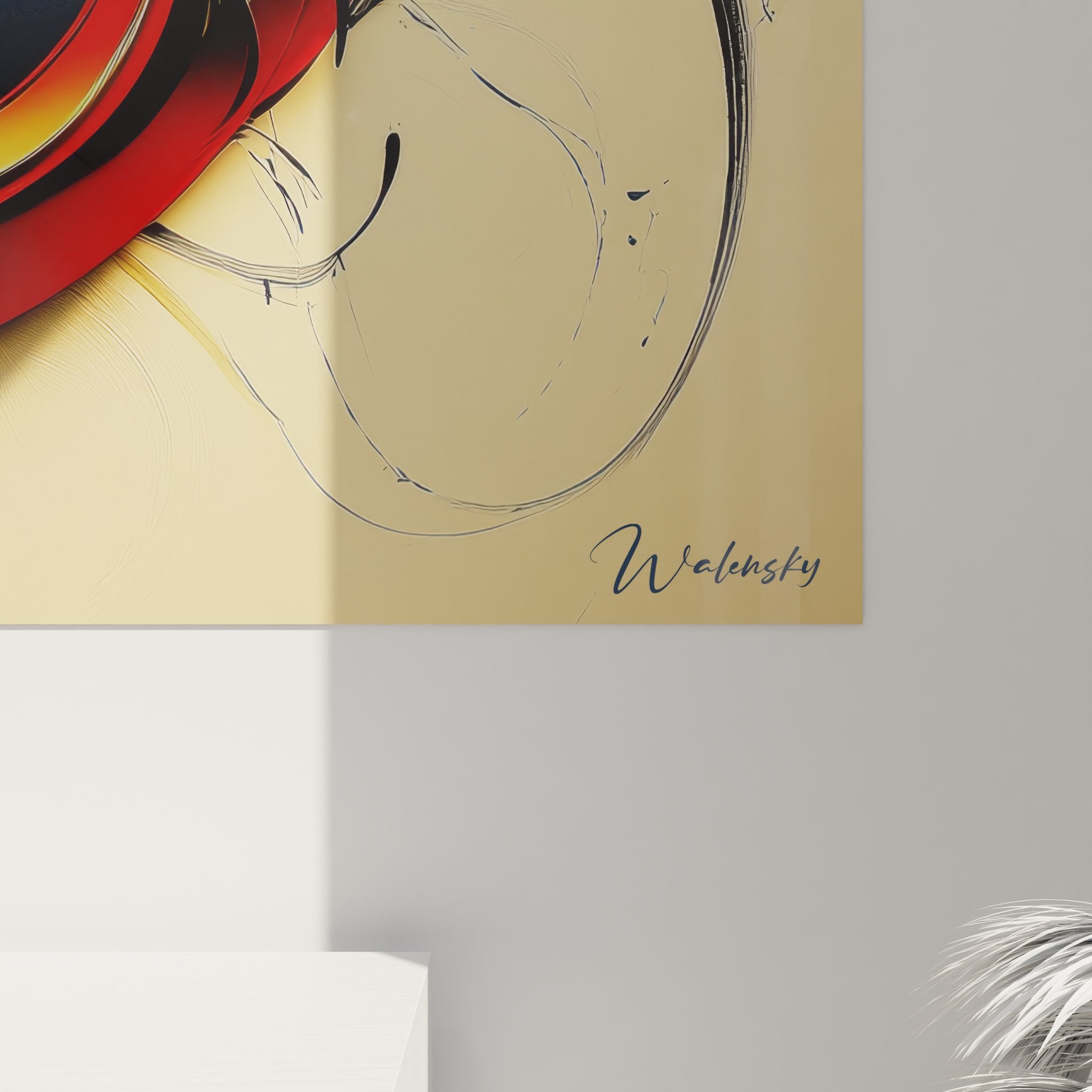 Vue ensemble tableau mural abstrait dynamique spirales modernes décoration