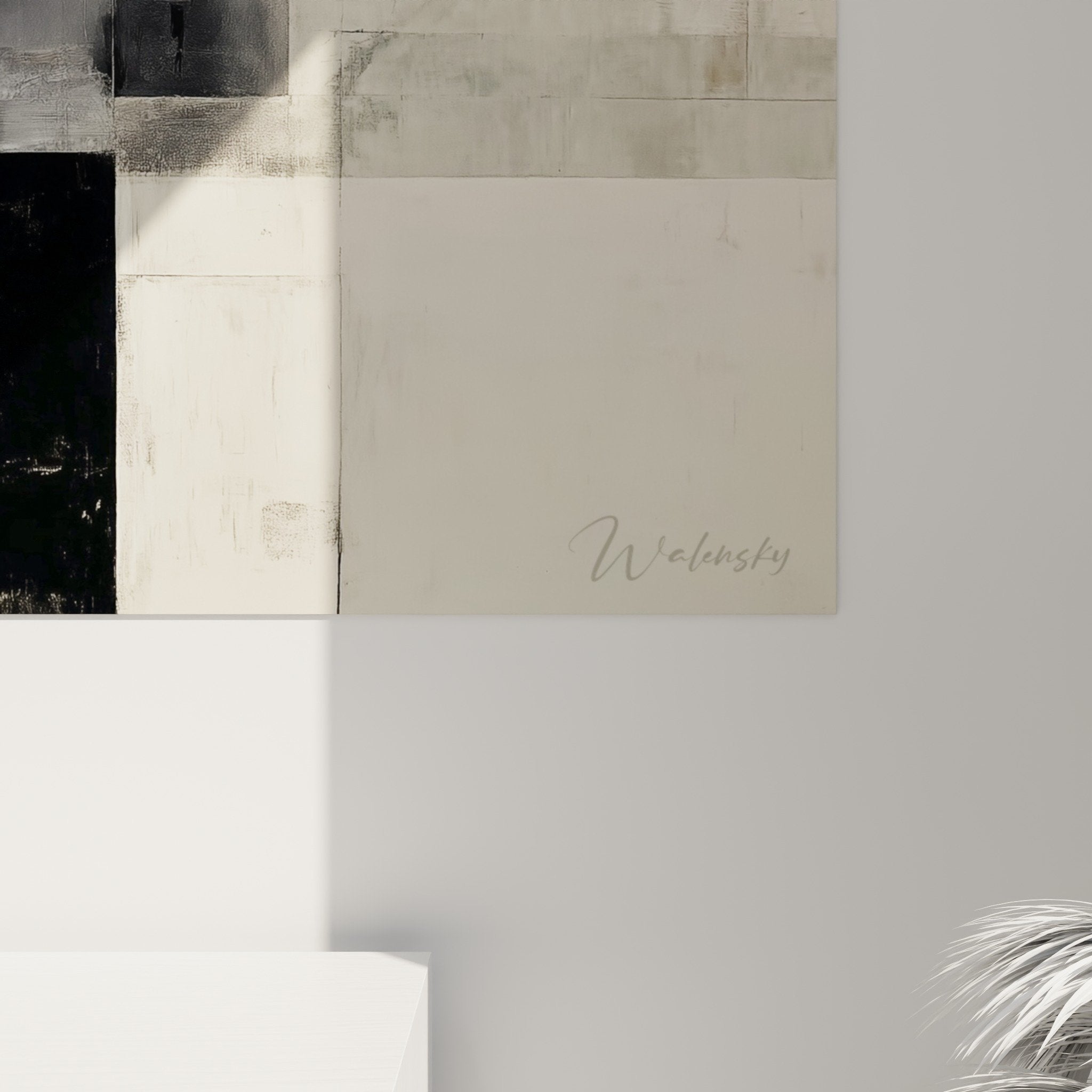 Abstract black beige wall art overview interior decoration modern feng shui balance