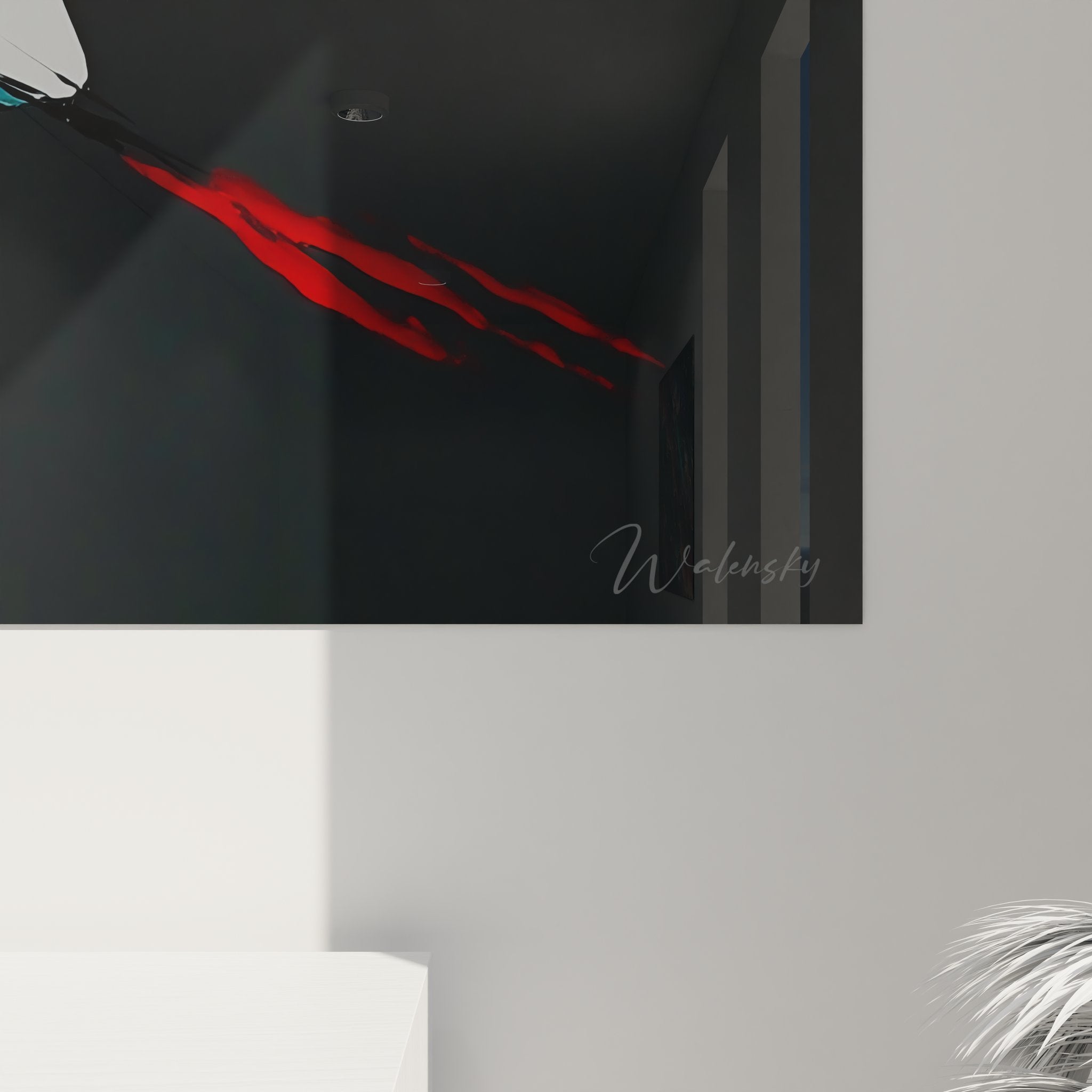 Vue ensemble tableau mural abstrait géométrique dans intérieur design contemporain