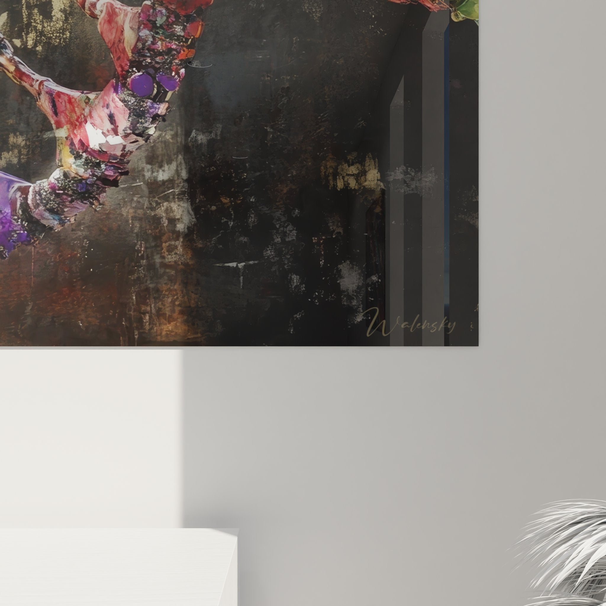 Vue d'ensemble du tableau mural ADN coloré, œuvre d'art scientifique moderne pour décoration intérieure