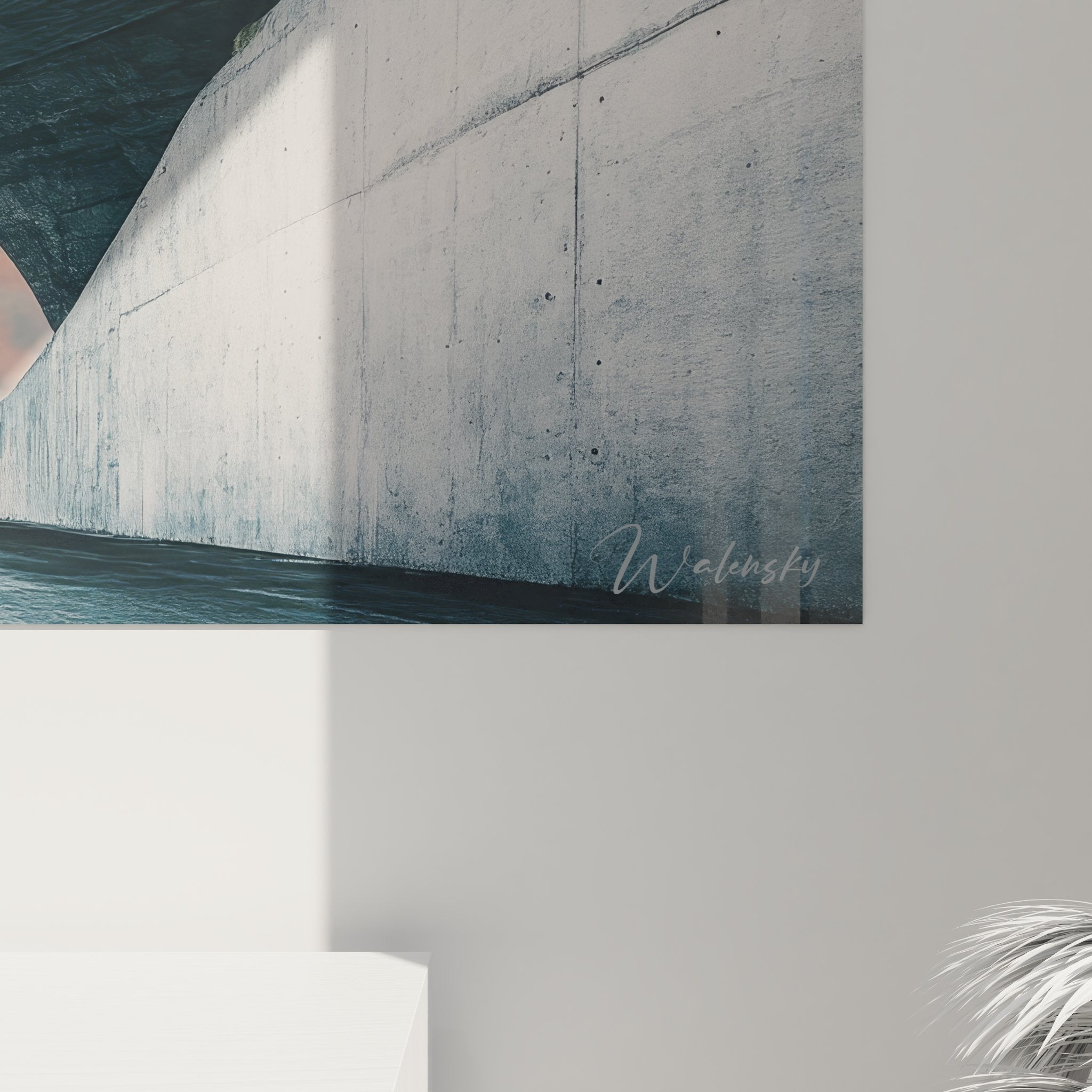 Vue ensemble tableau mural architecture futuriste décoratif design industriel contemporain béton