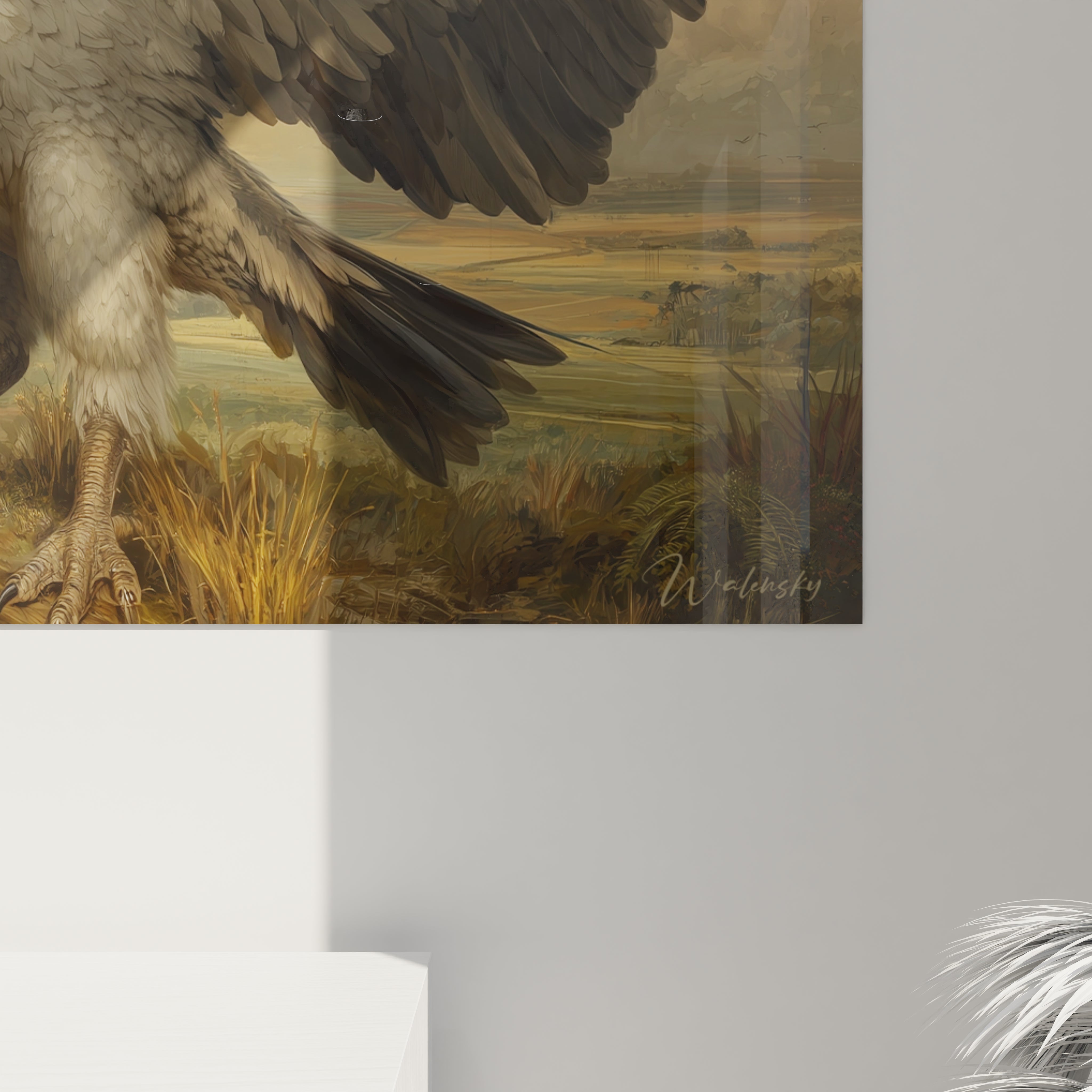 Vue ensemble tableau mural Argentavis décoration intérieure art paléontologique oiseau préhistorique