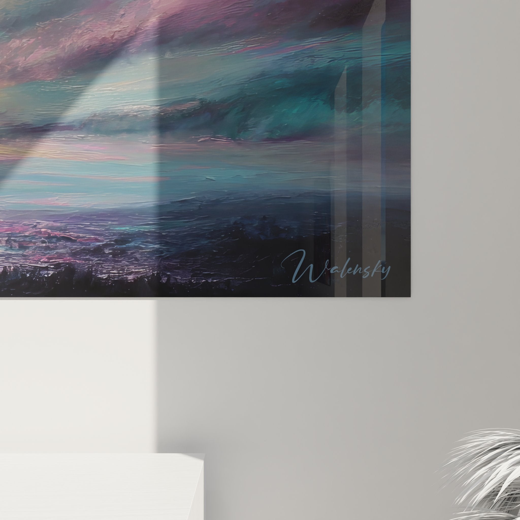 Vue d'ensemble tableau mural aurore boréale nocturne decoration interieure moderne ciel etoile