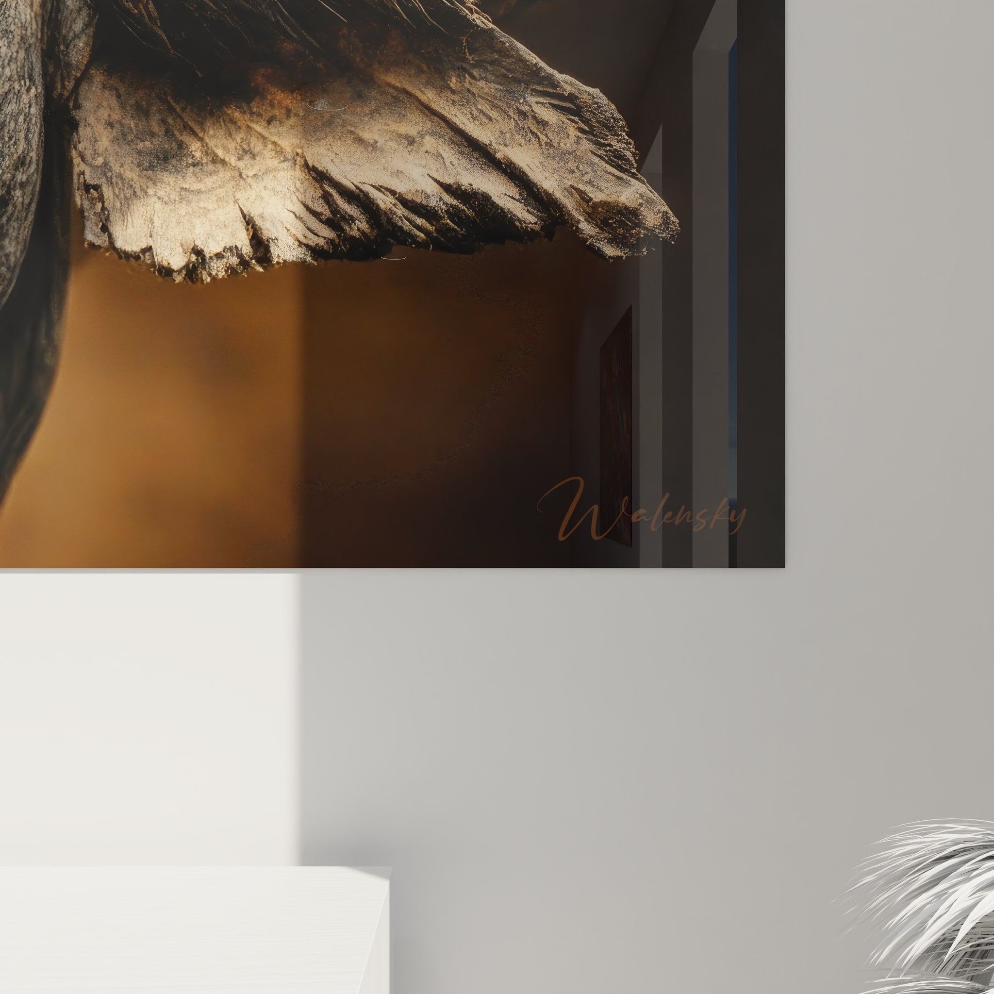 Vue ensemble tableau mural buffle africain décoration intérieure portrait animalier savane authentique