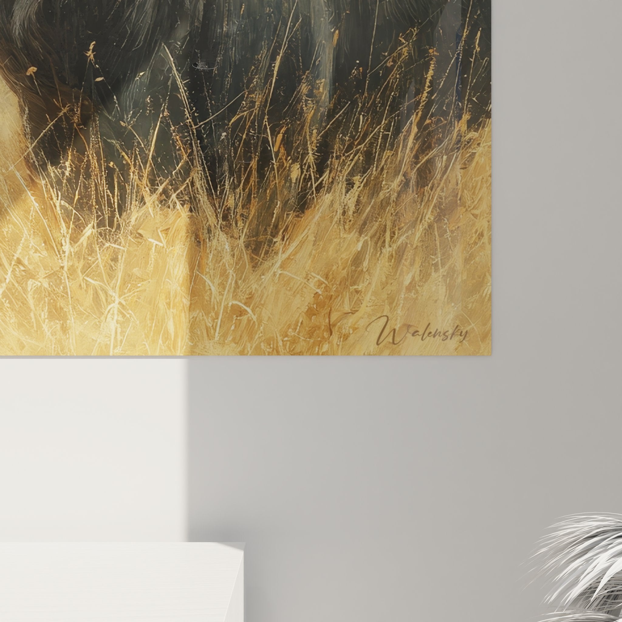 Vue d'ensemble tableau mural buffle dans les plaines - œuvre d'art safari complète