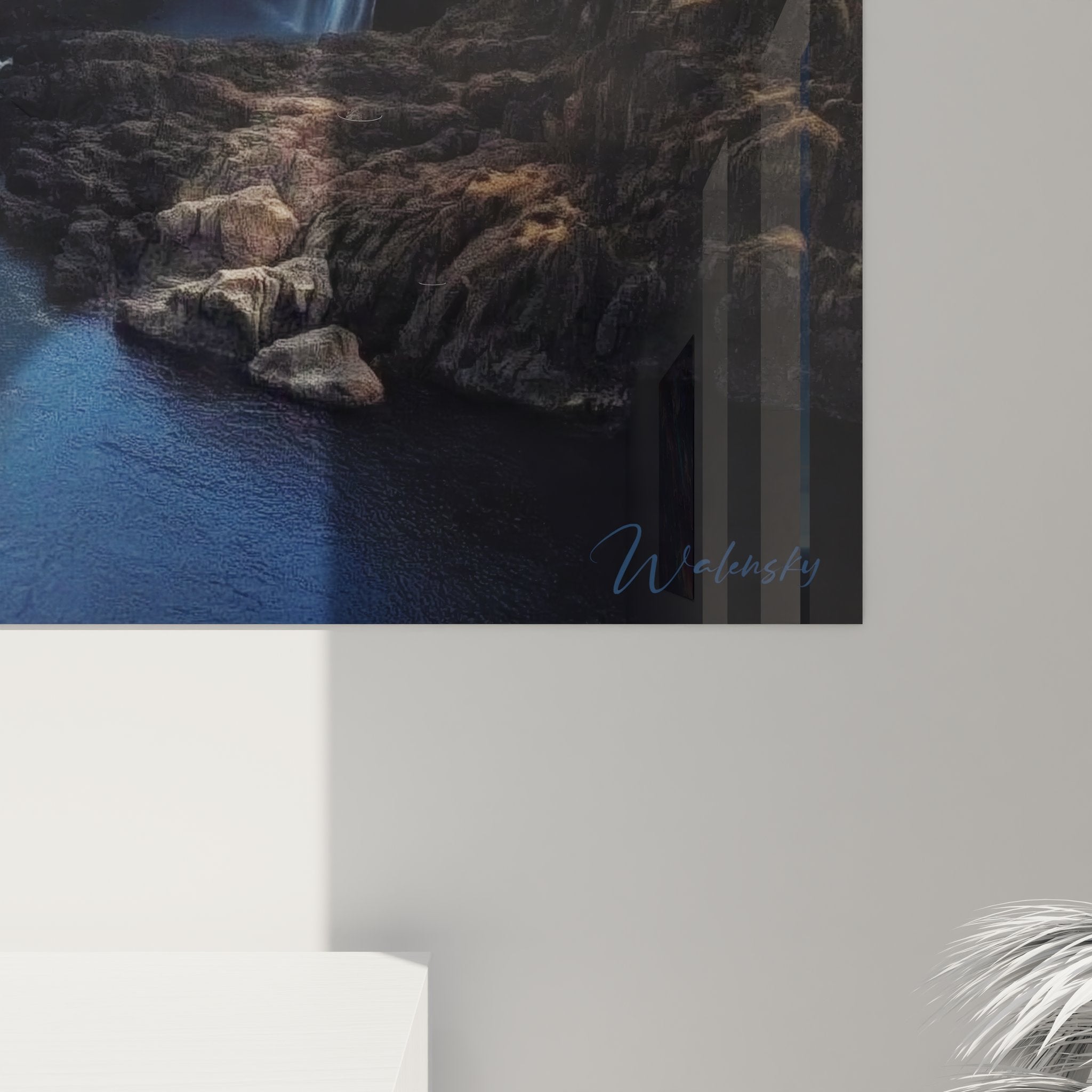 Vue ensemble tableau mural paysage canyon avec cascades spectaculaires et formations rocheuses