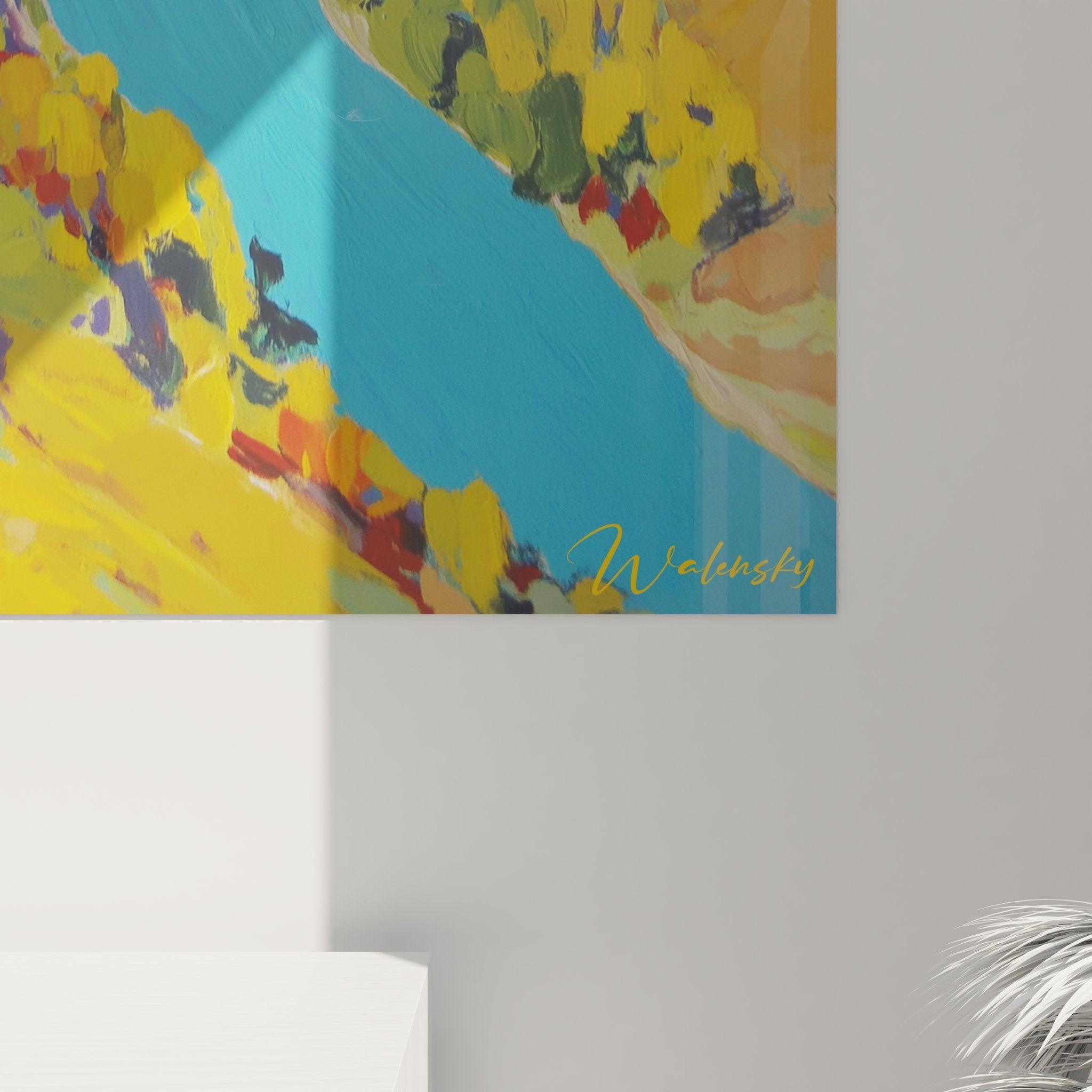 Vue ensemble tableau mural gorge canyon rivière décoration intérieure moderne