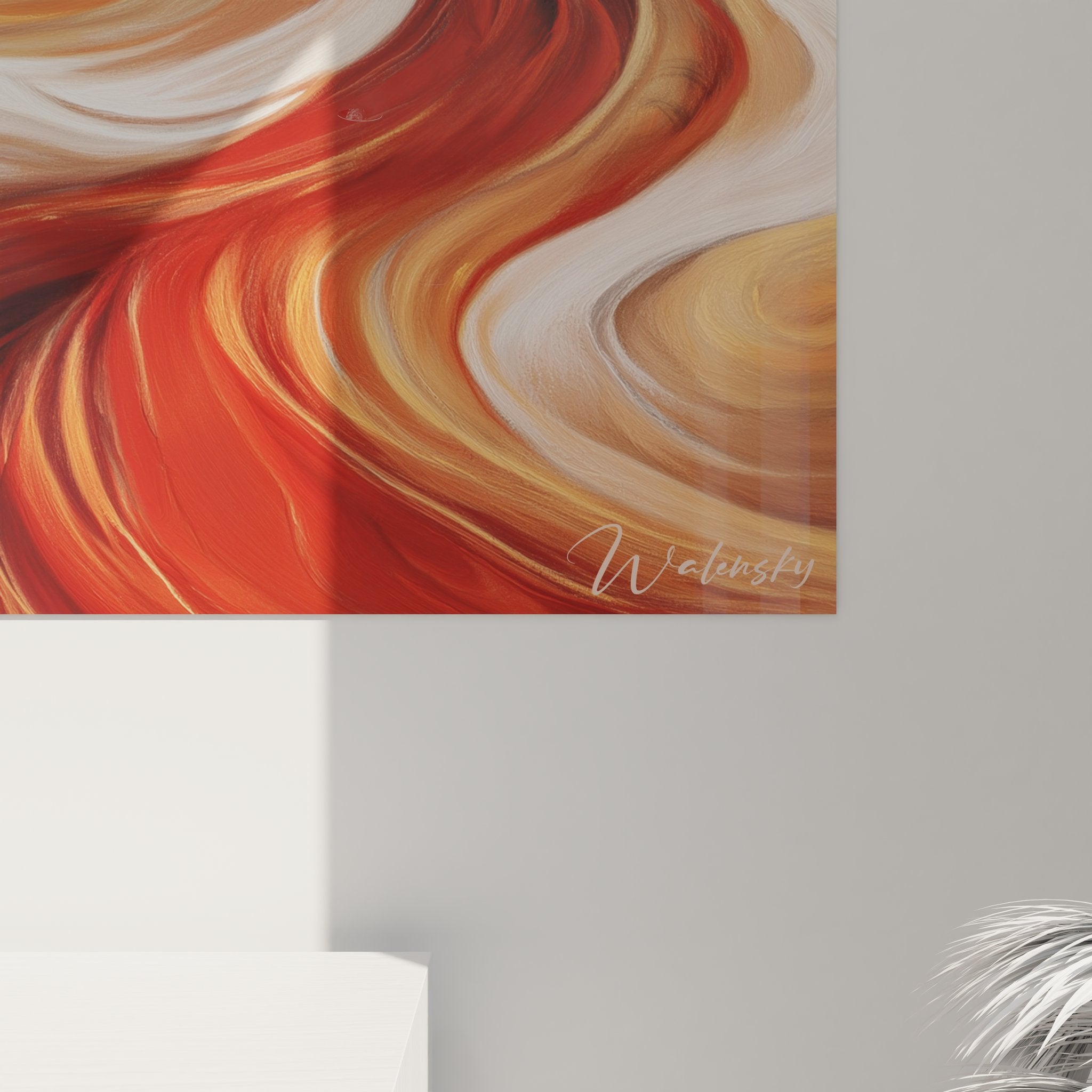 Vue ensemble tableau mural canyon rouge ondulations - art désert contemporain grand format