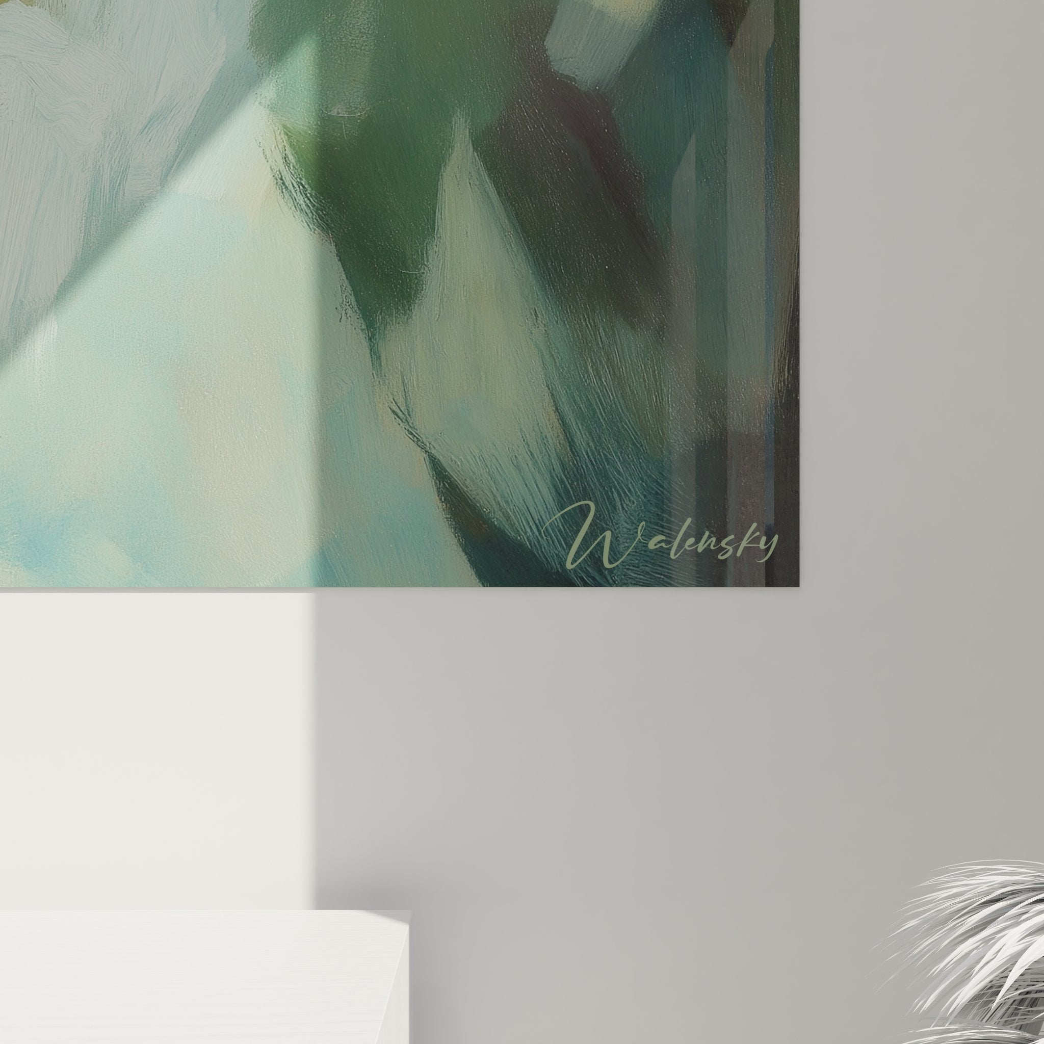Vue ensemble tableau mural canyon coloré décorant salon moderne style contemporain
