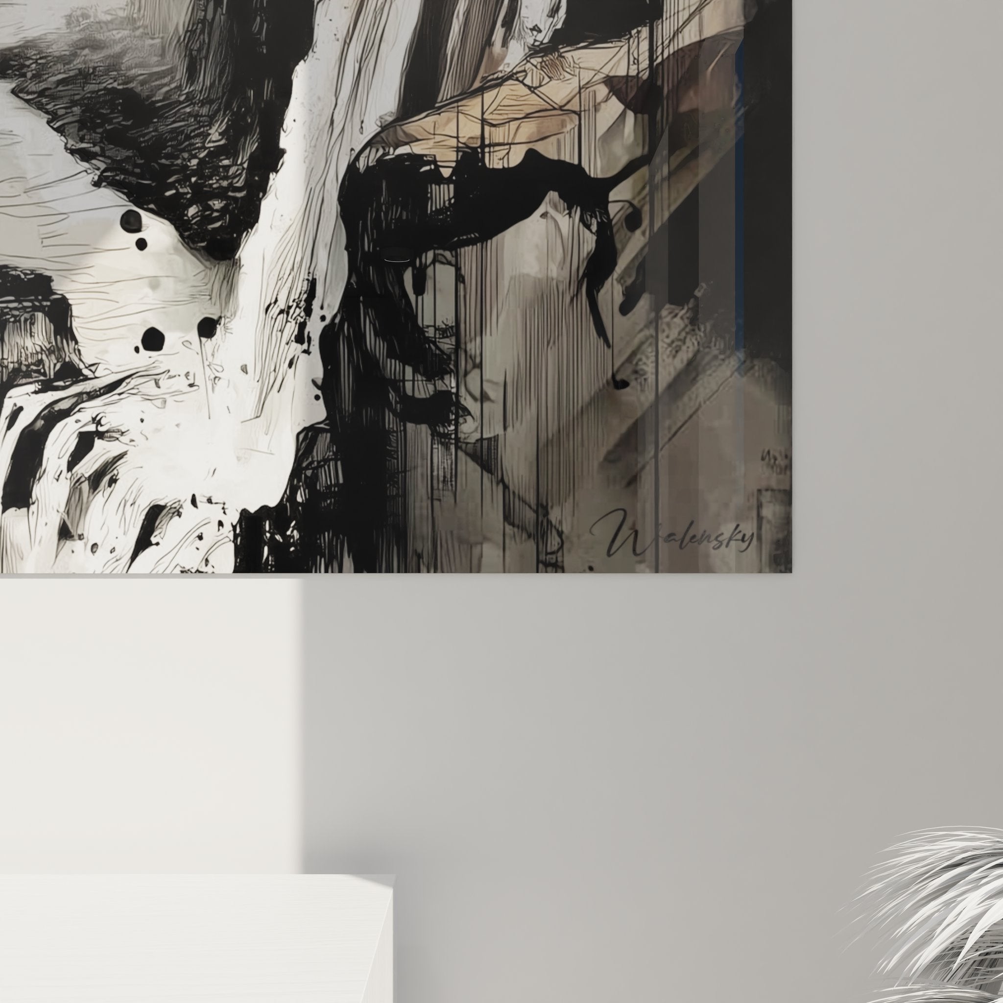 Vue ensemble tableau mural cascade dramatique art contemporain chutes d'eau naturelles