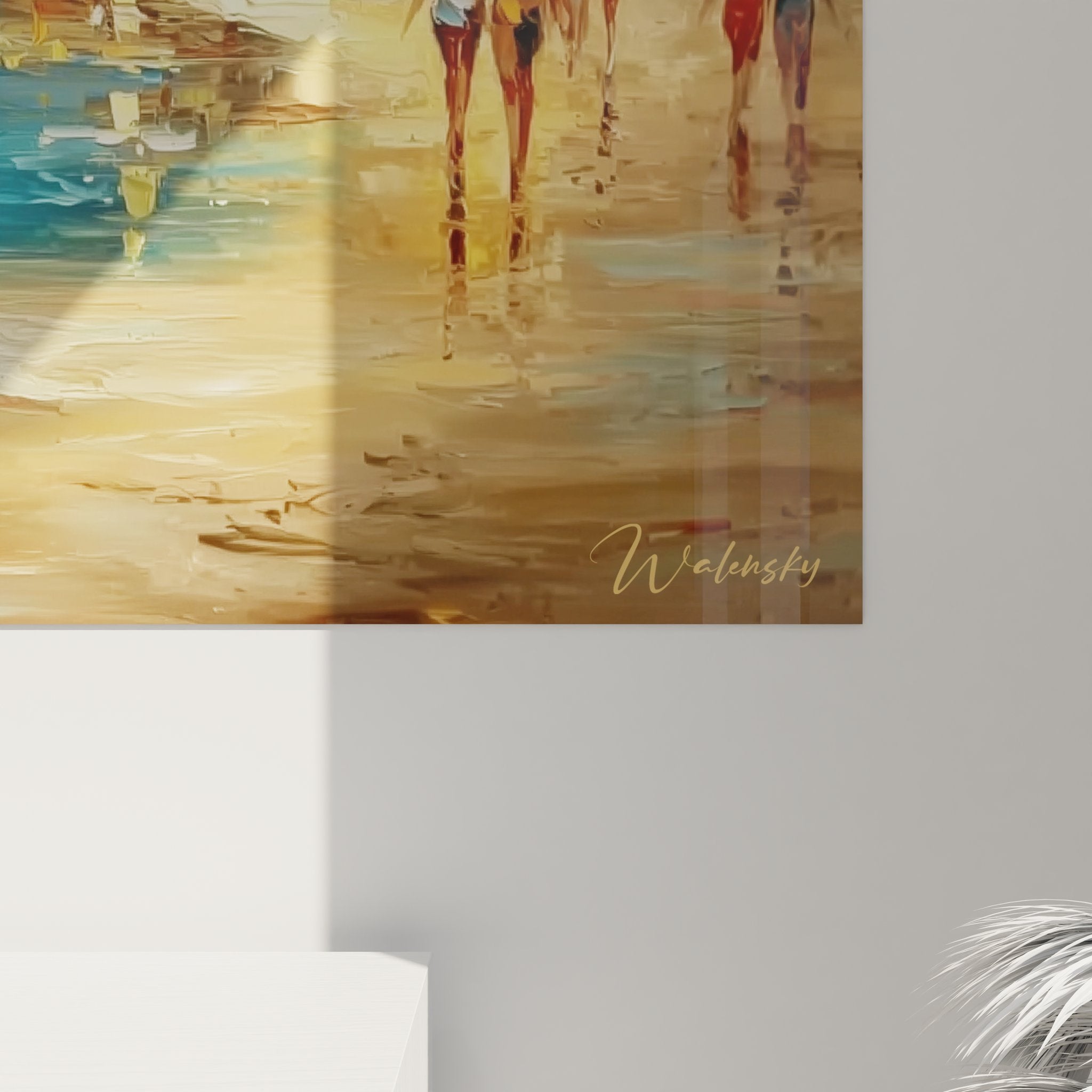 Vue ensemble tableau mural côtier méditerranéen format panoramique décoration intérieure moderne