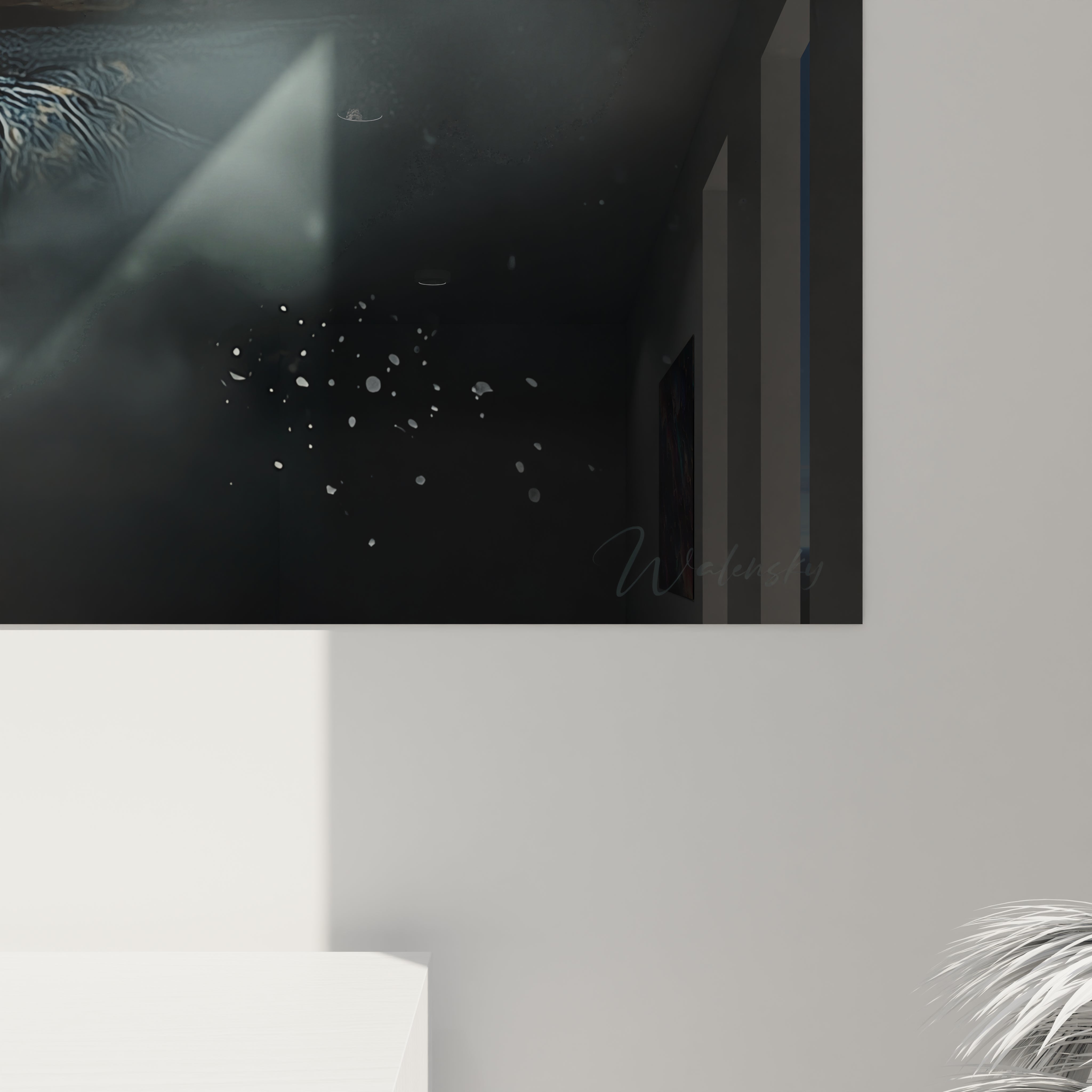 Vue ensemble tableau crocodile géant avec regard reptilien intense - Œuvre murale nature sauvage