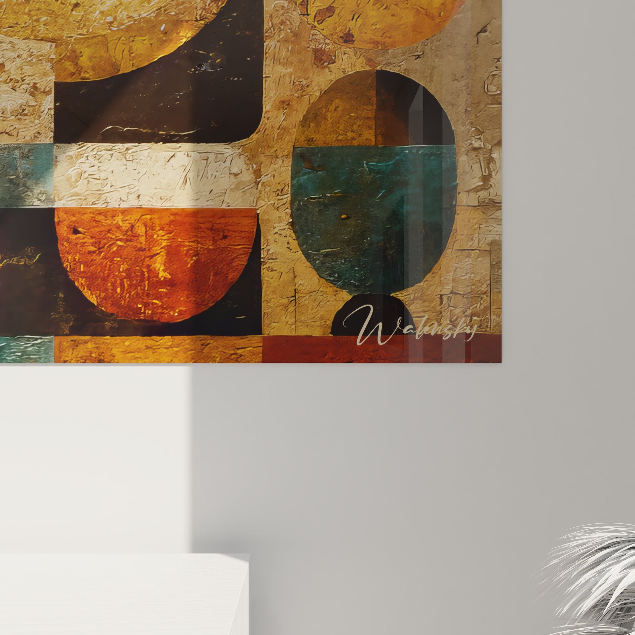 Vue ensemble tableau mural culture africaine style géométrique abstrait contemporain