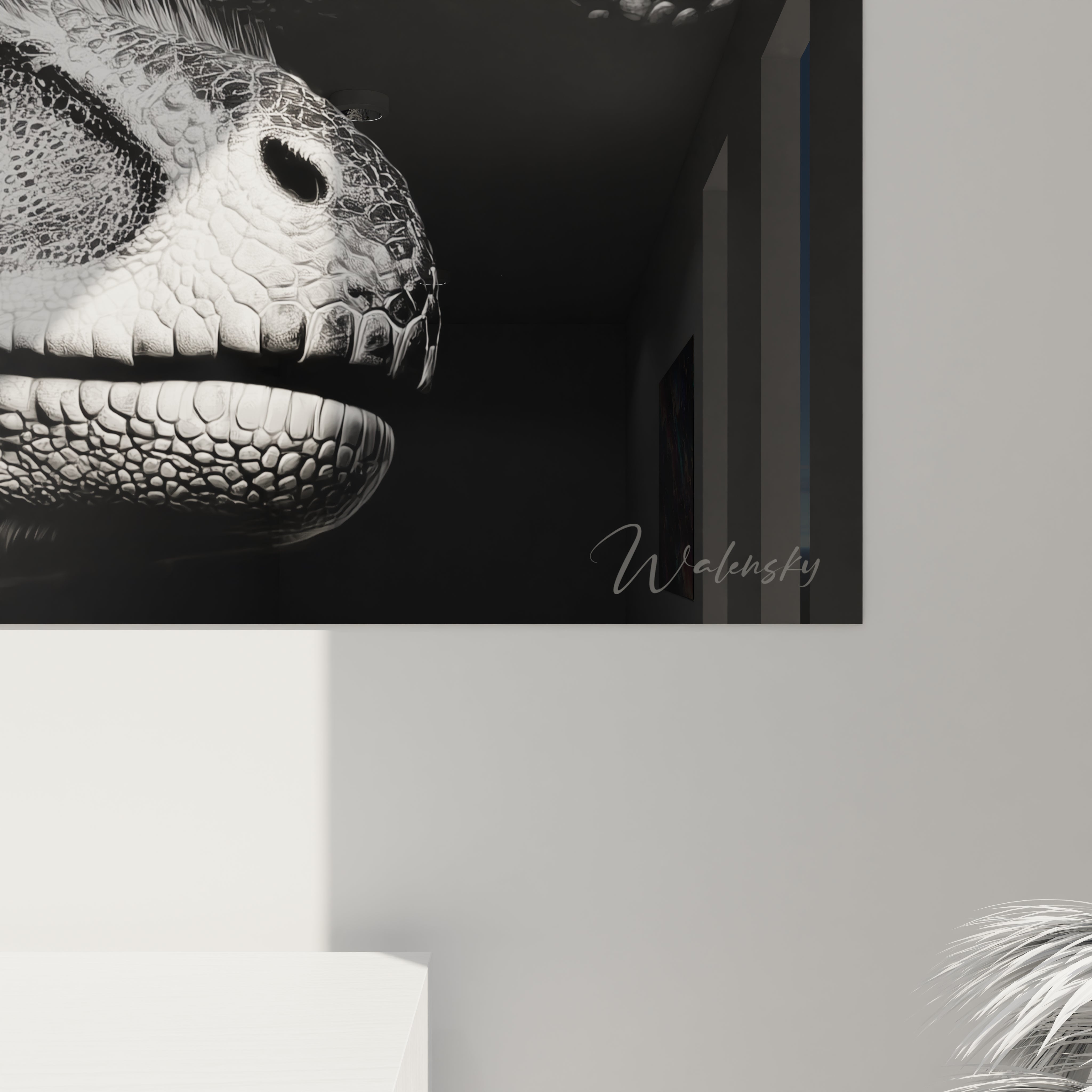 Vue ensemble tableau mural dinosaures préhistoriques décoration intérieure