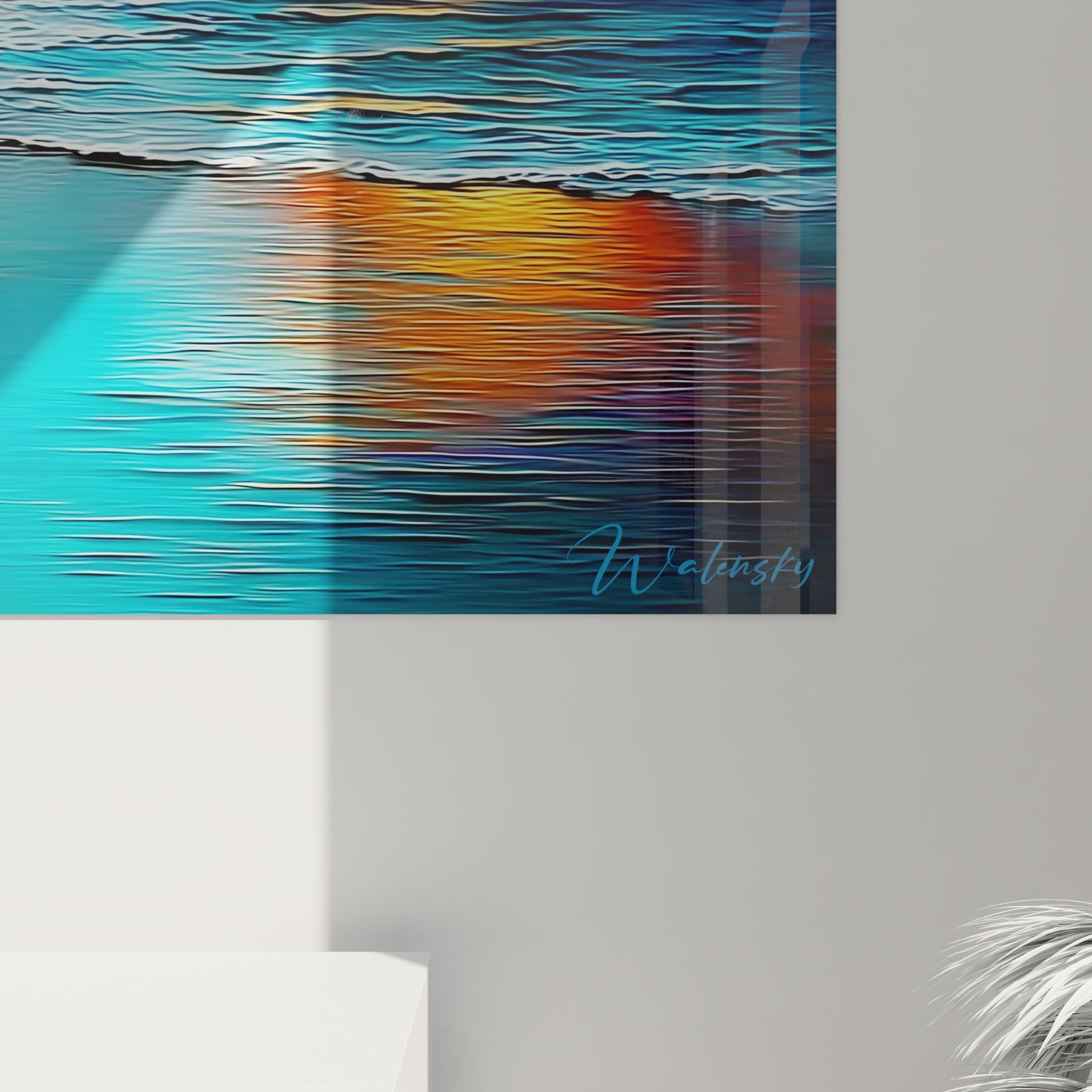 Vue ensemble tableau mural volcanique décoratif représentant éruption marine spectaculaire