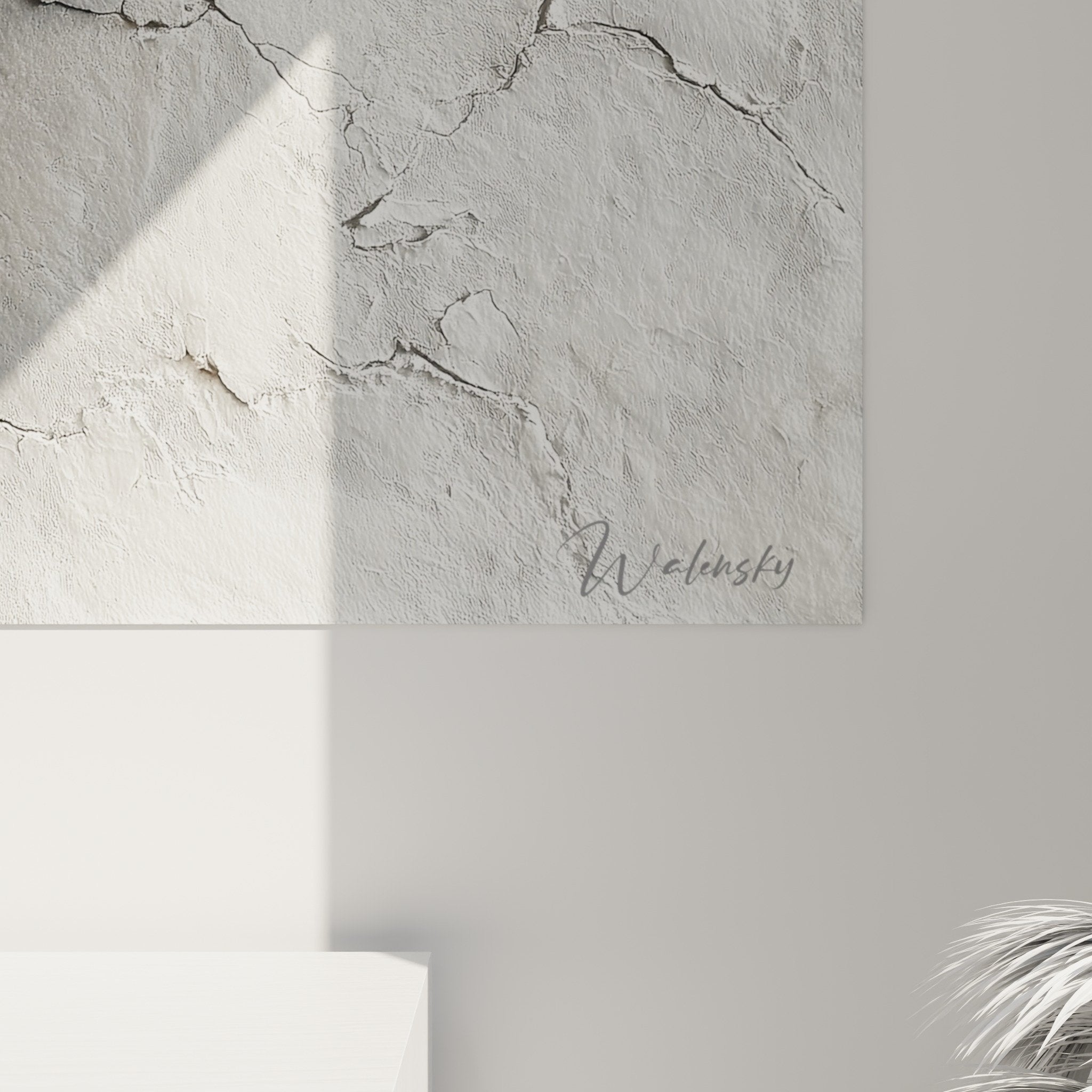 Vue ensemble tableau mural abstrait faille géologique décoration intérieur moderne feng shui