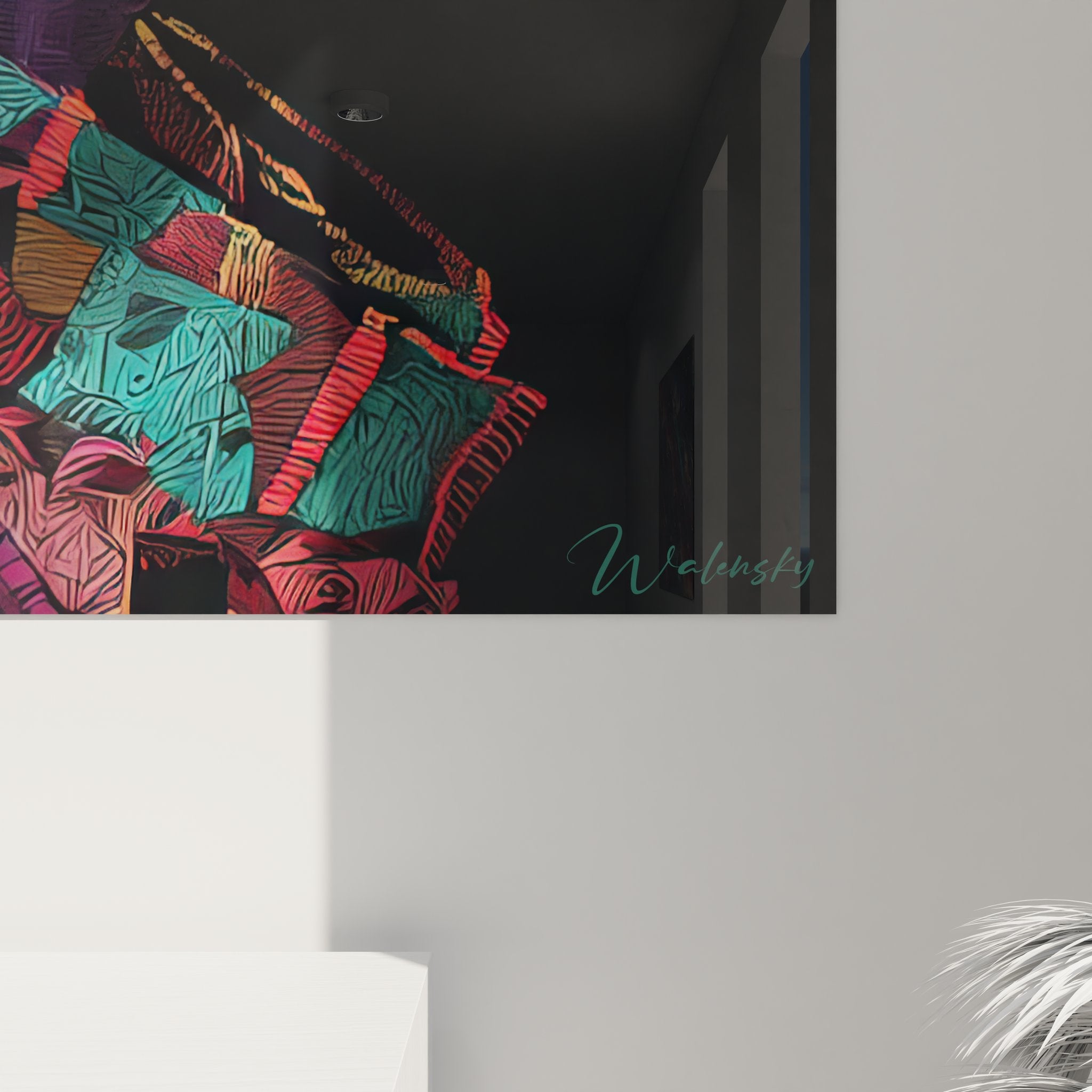 Vue d'ensemble tableau mural femme africaine, art tribal moderne pour décoration intérieure