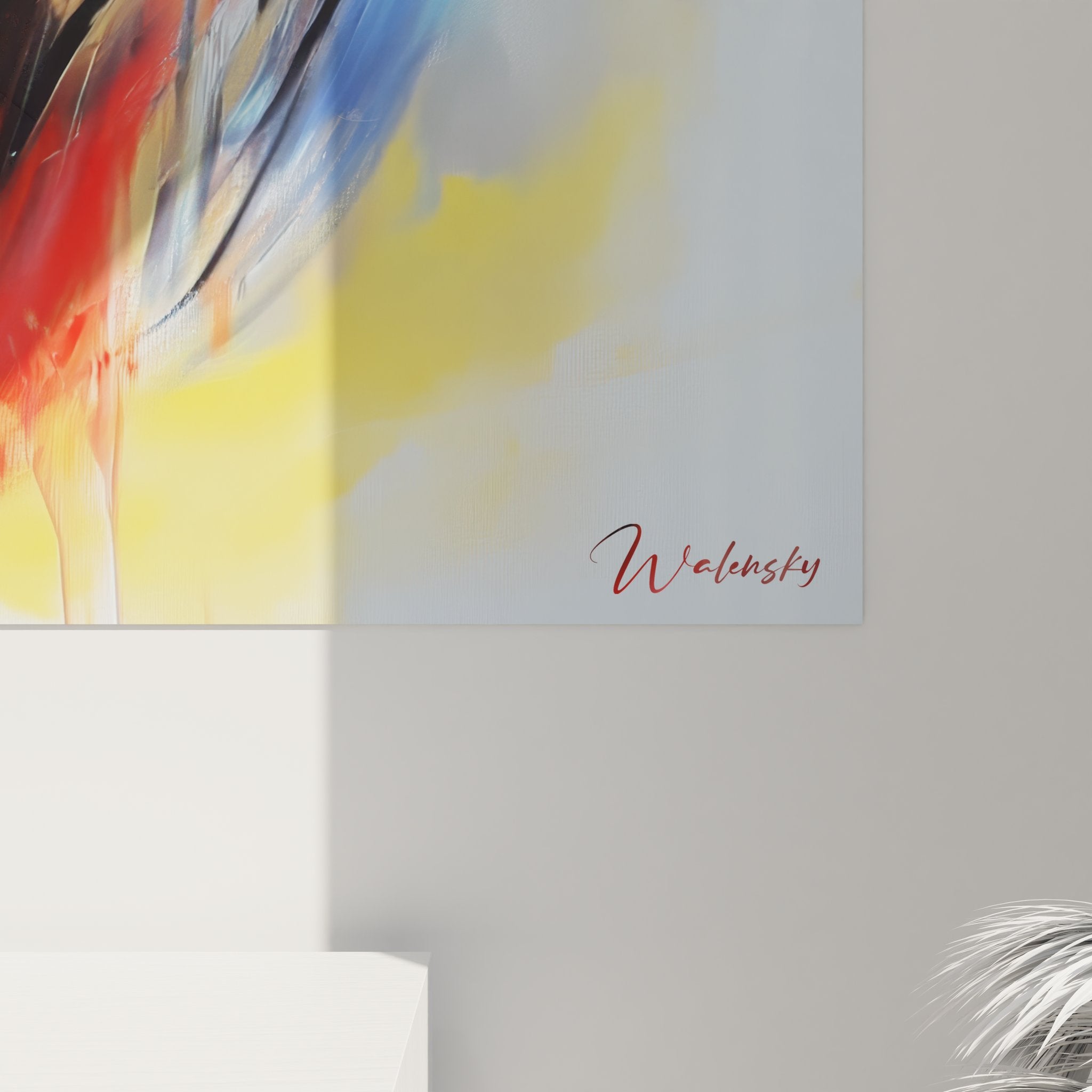 Vue ensemble tableau mural femme portrait abstrait exposition murale décoration artistique