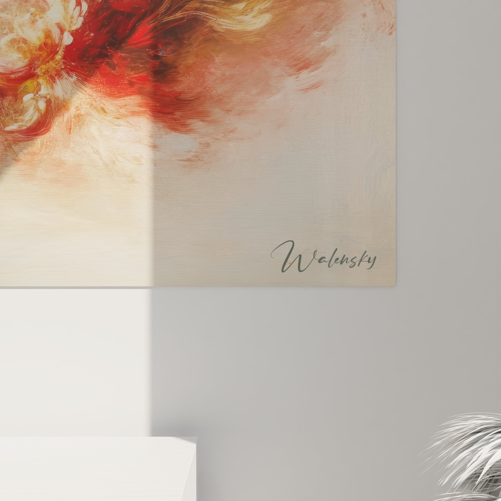 Vue ensemble tableau mural fleur abstraite, explosion florale contemporaine pour décoration intérieure design