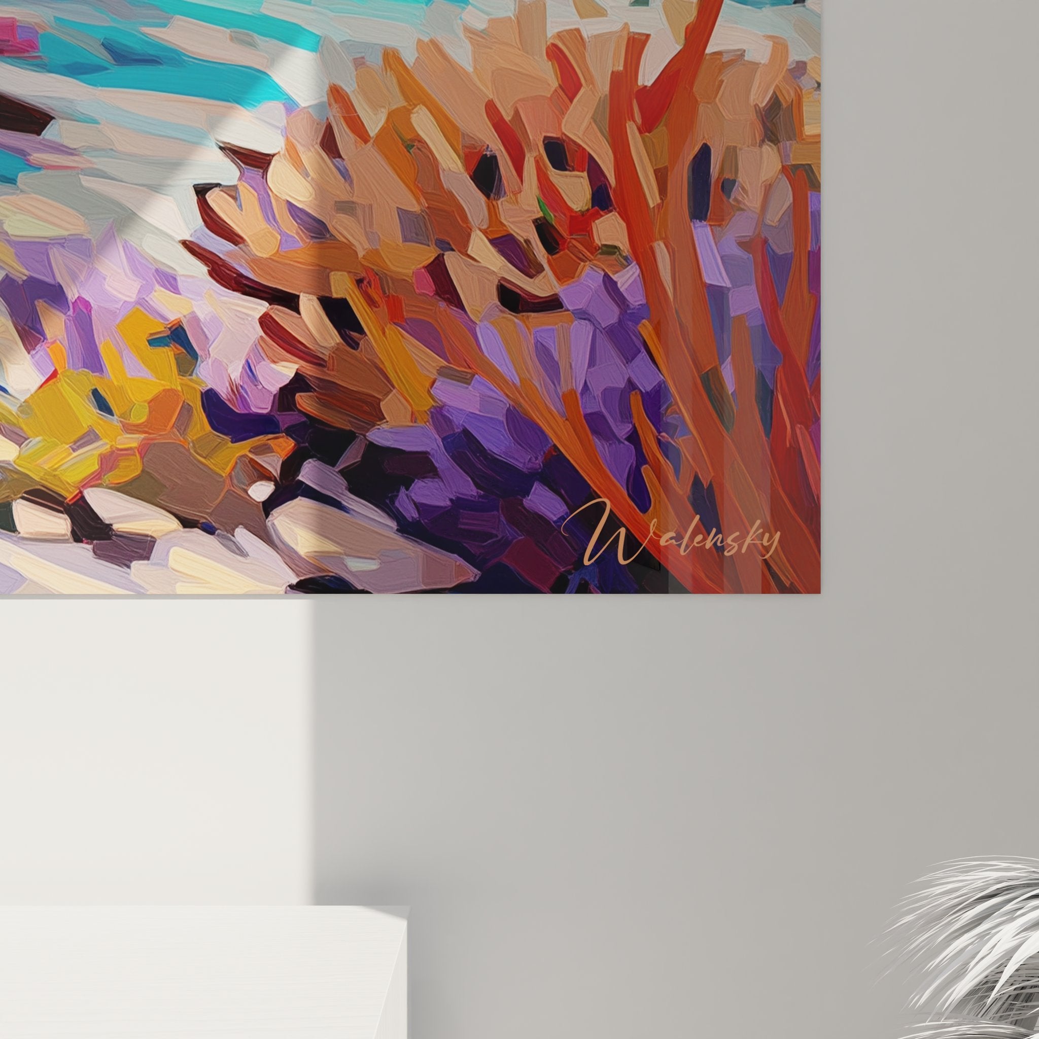 Vue ensemble tableau mural fonds marins récif corallien poissons colorés déco